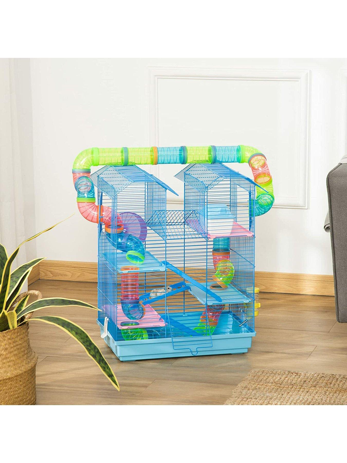 Image 3 of 7 of PawHut Hamster Metal 5-Tier Cage with Tunnels -&nbsp;Blue