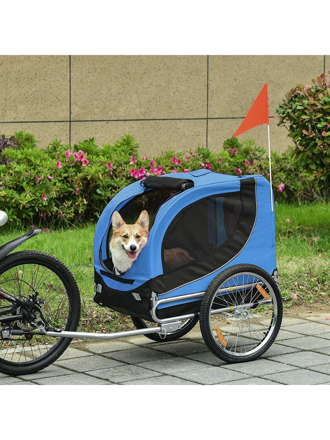 pawhut-folding-bicycle-pet-trailer-withnbspremovable-cover--nbspbluestillFront