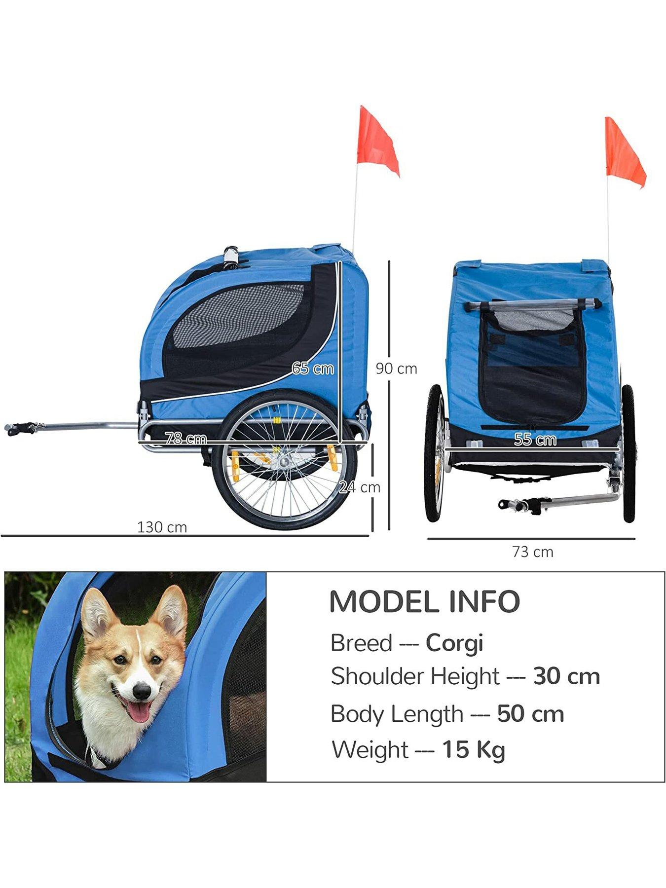 pawhut-folding-bicycle-pet-trailer-withnbspremovable-cover--nbspbluedetail