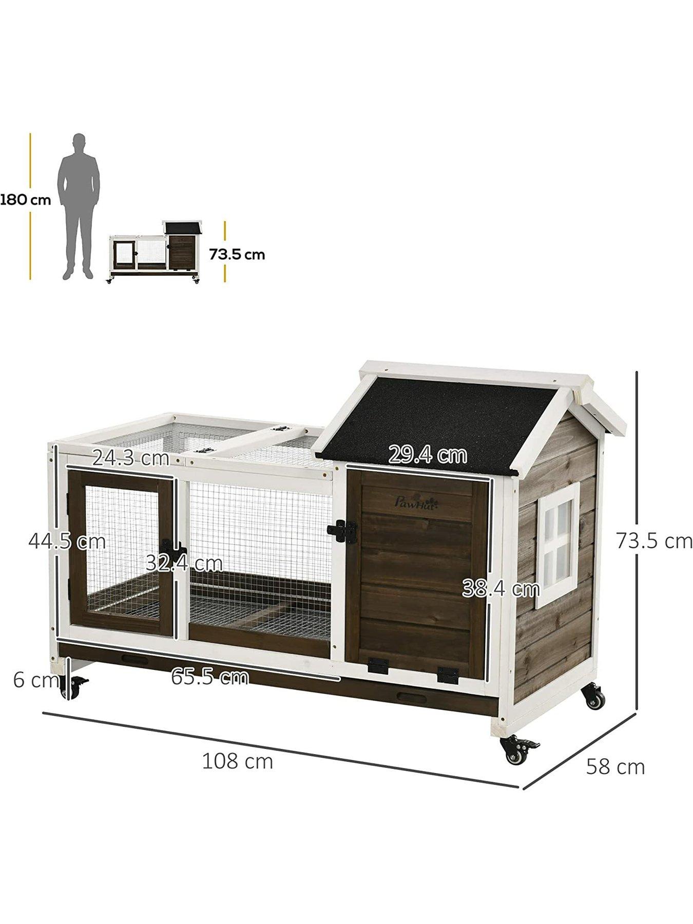 pawhut-woodennbsphutch-with-wheels-for-rabbits-guinea-pigsnbspand-small-animalsstillFront