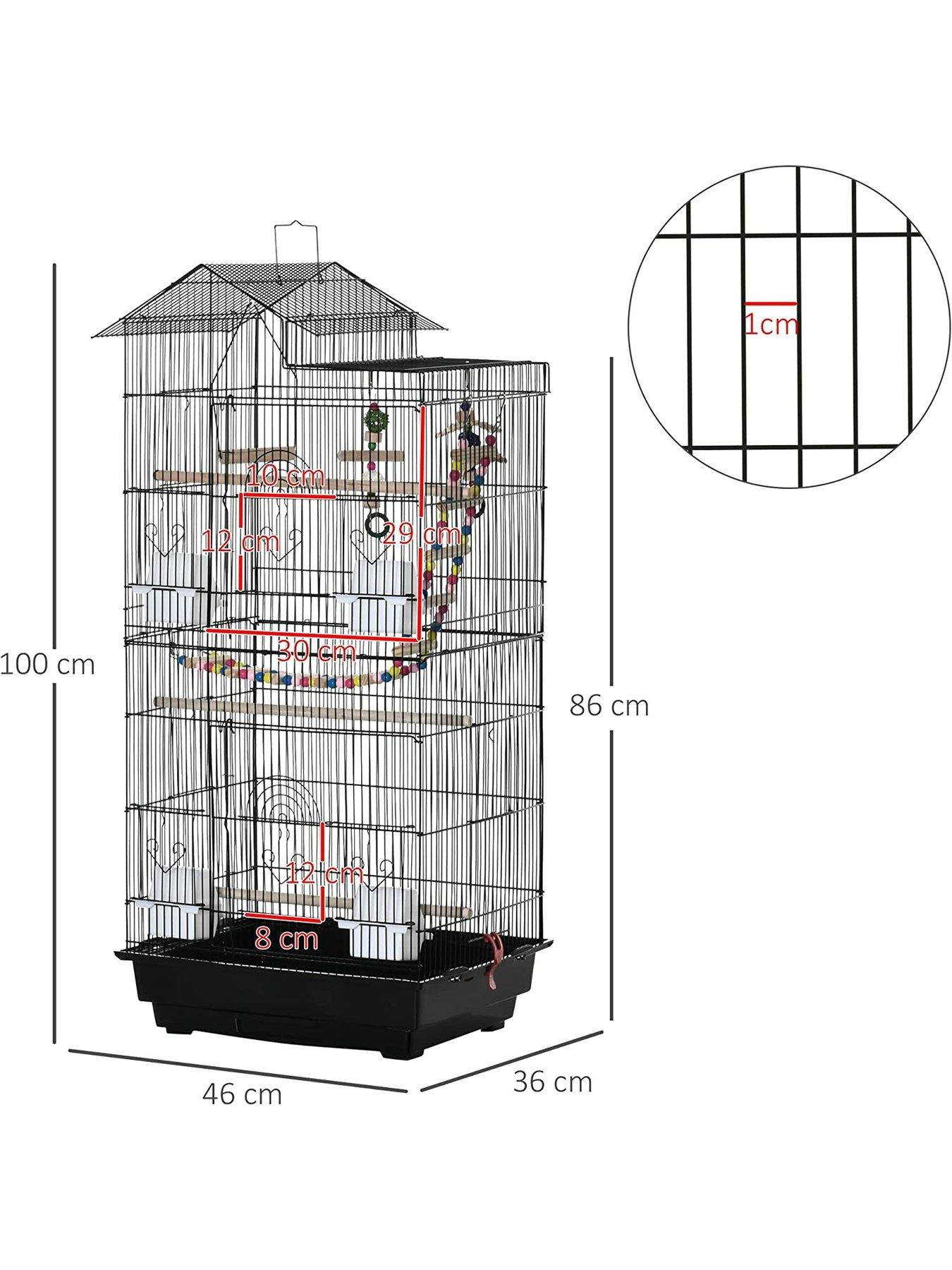 pawhut-bird-cage-fornbspbudgies-finches-canaries-with-accessories-toys-tray-and-handle-blackstillFront