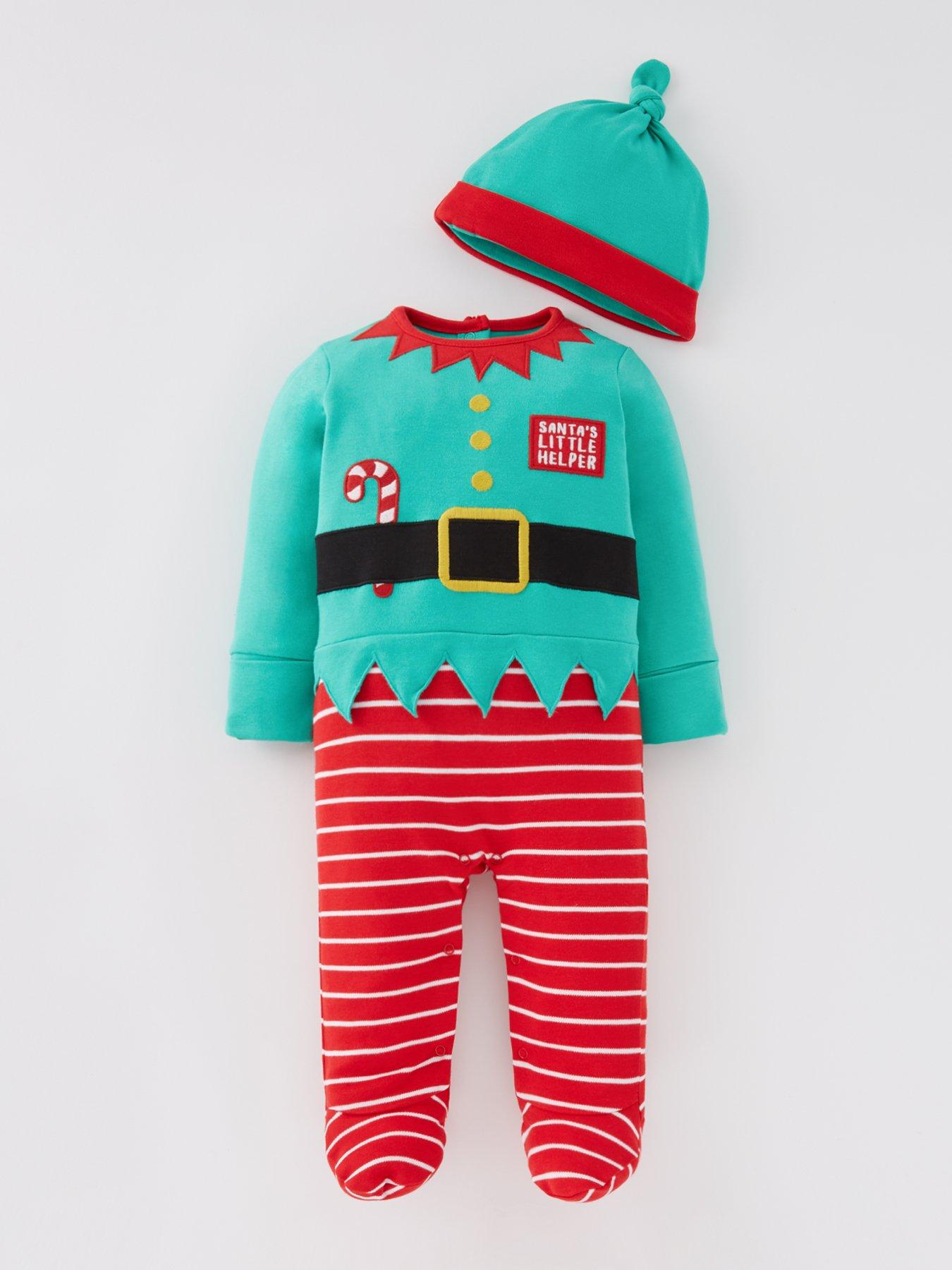 Unisex Elf Sleepsuit and Hat Set - Green