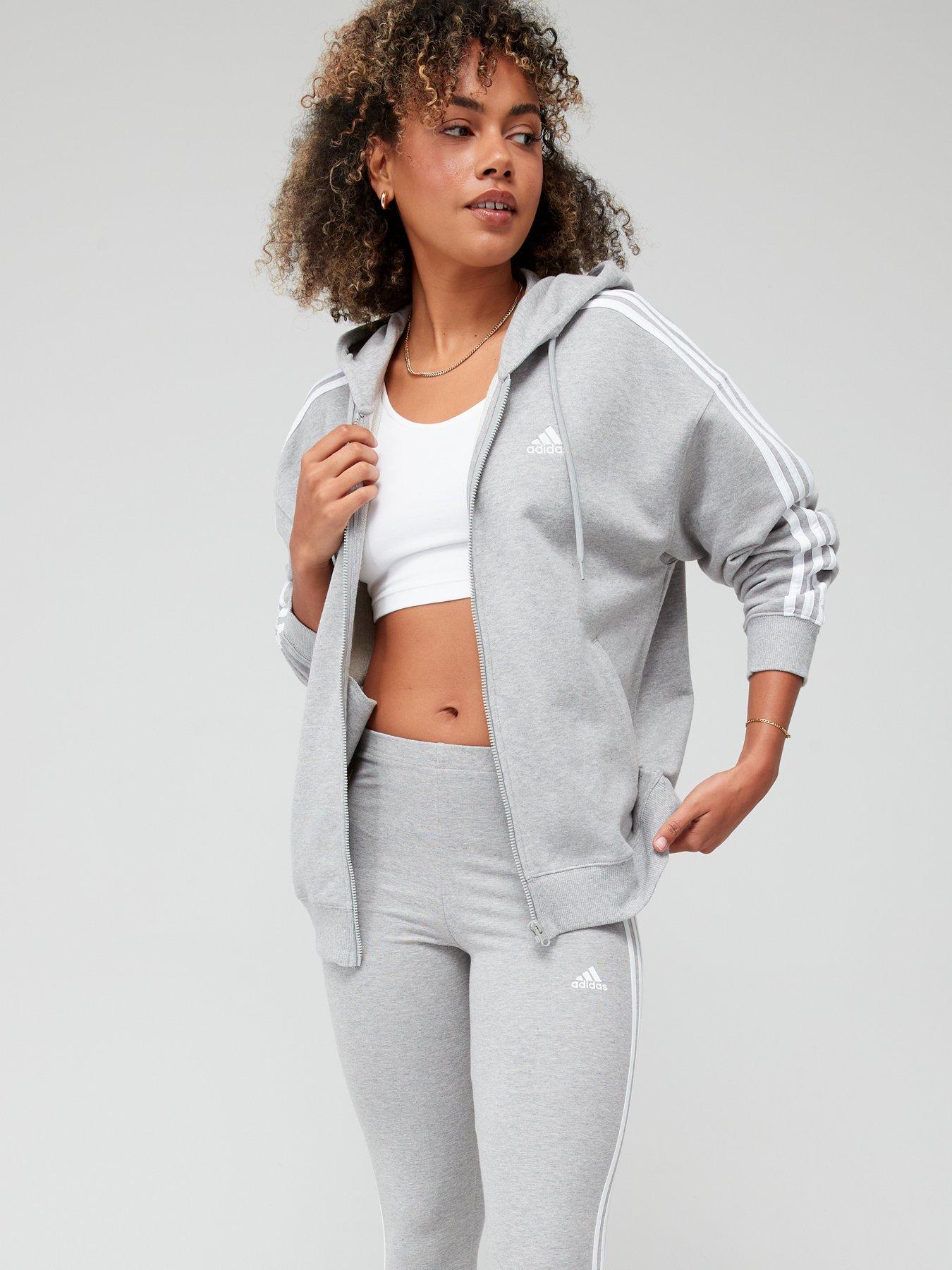 Adidas grey zip outlet hoodie women's