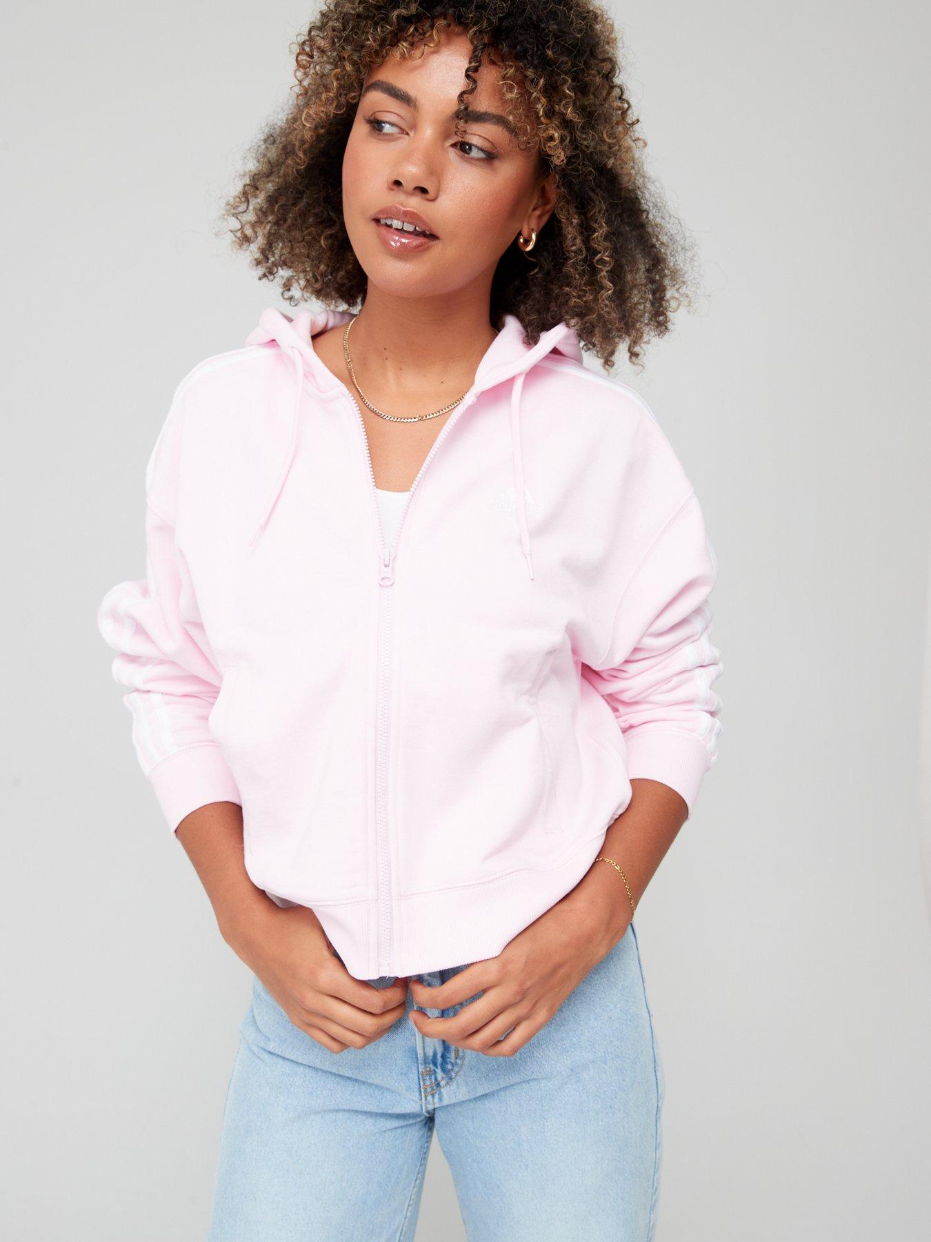 Adidas pink zip hoodie sale