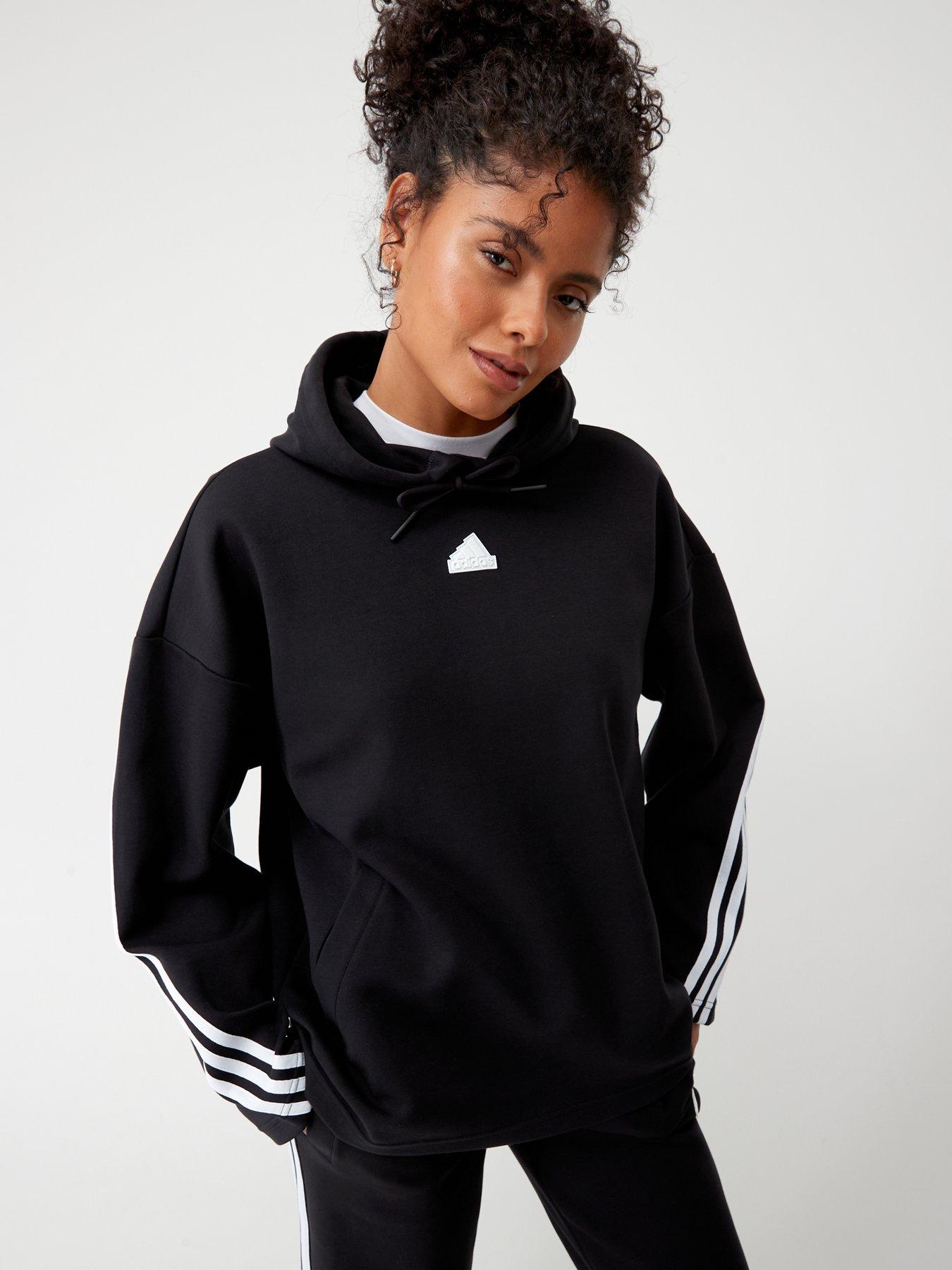 adidas Originals adicolor boyfriend fit color block logo hoodie in blue