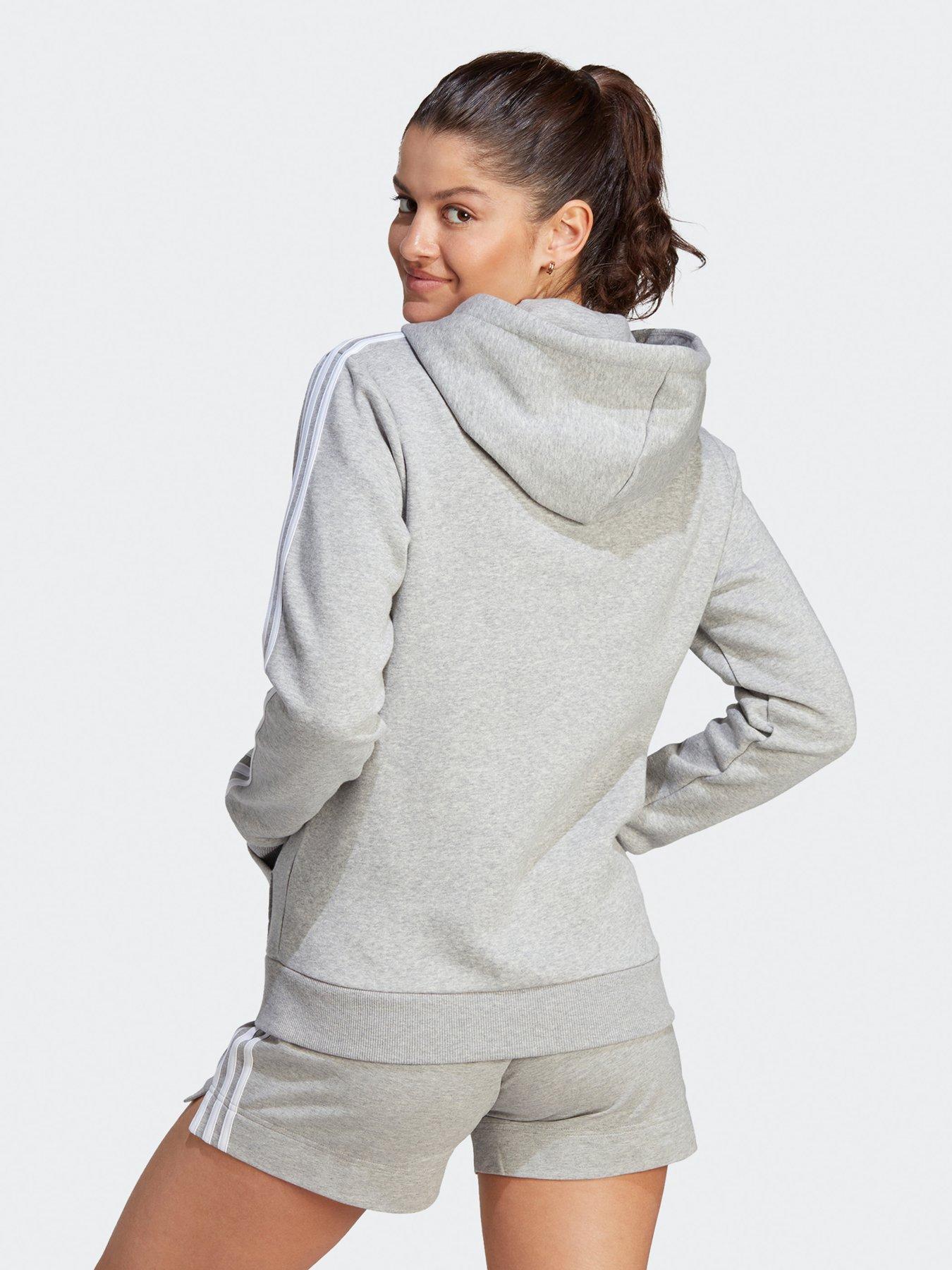 adidas-sportswear-essentials-3-stripes-full-zip-fleece-hoodie-greywhitestillFront