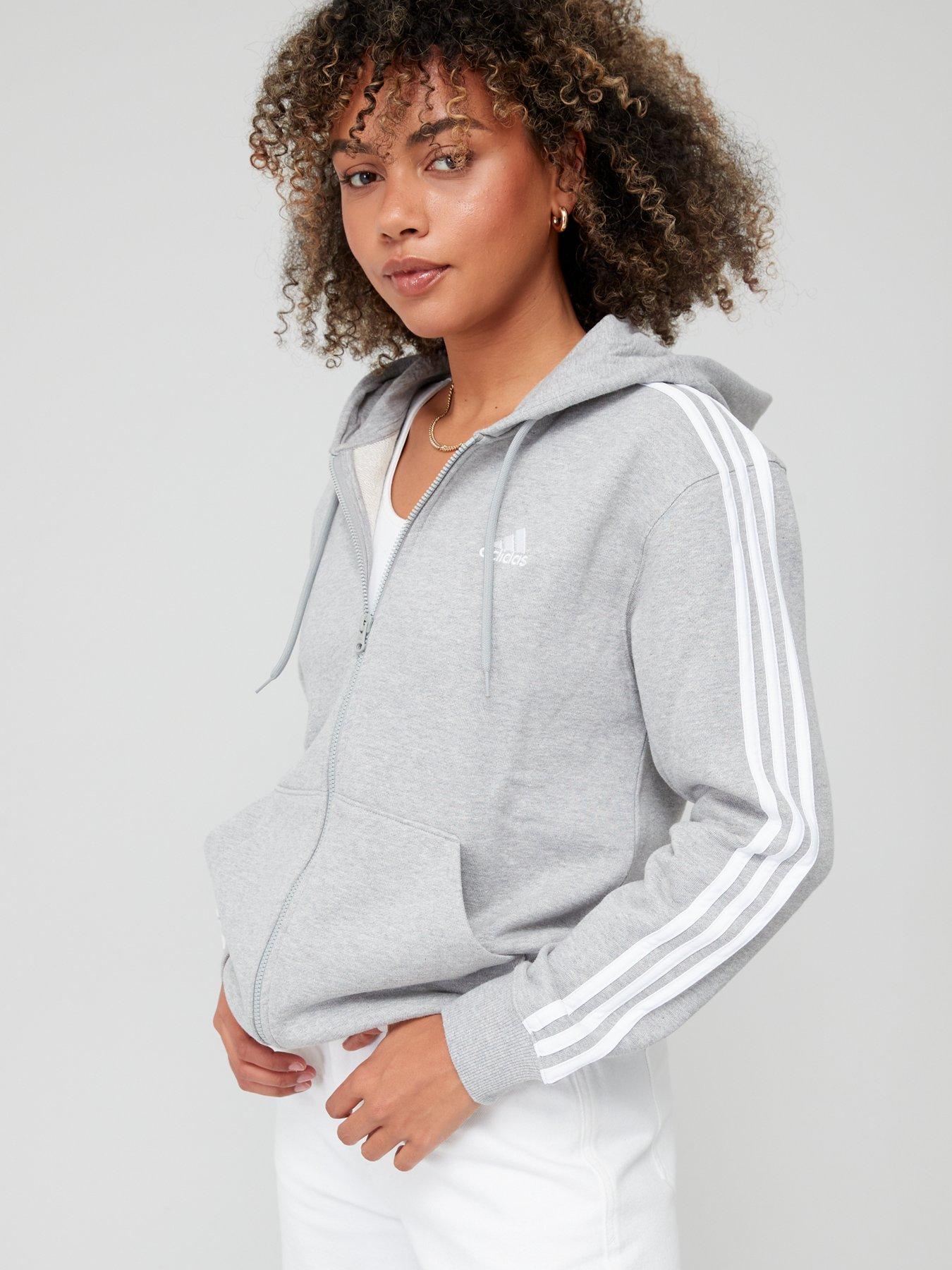Image 5 of 6 of adidas Sportswear Essentials 3-Stripes French Terry Regular Full-Zip Hoodie - Grey