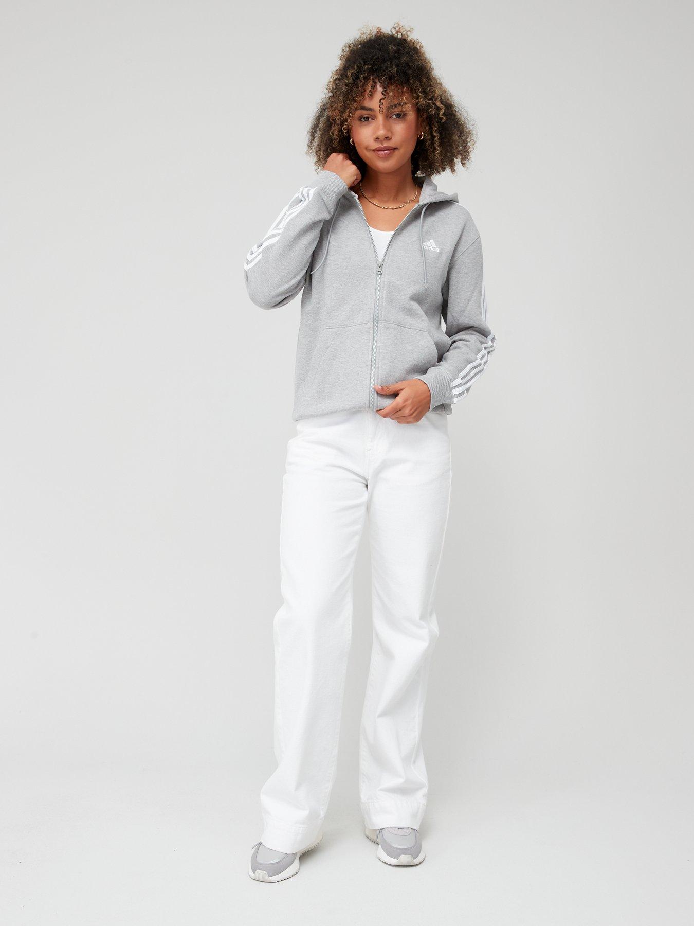 Image 6 of 6 of adidas Sportswear Essentials 3-Stripes French Terry Regular Full-Zip Hoodie - Grey