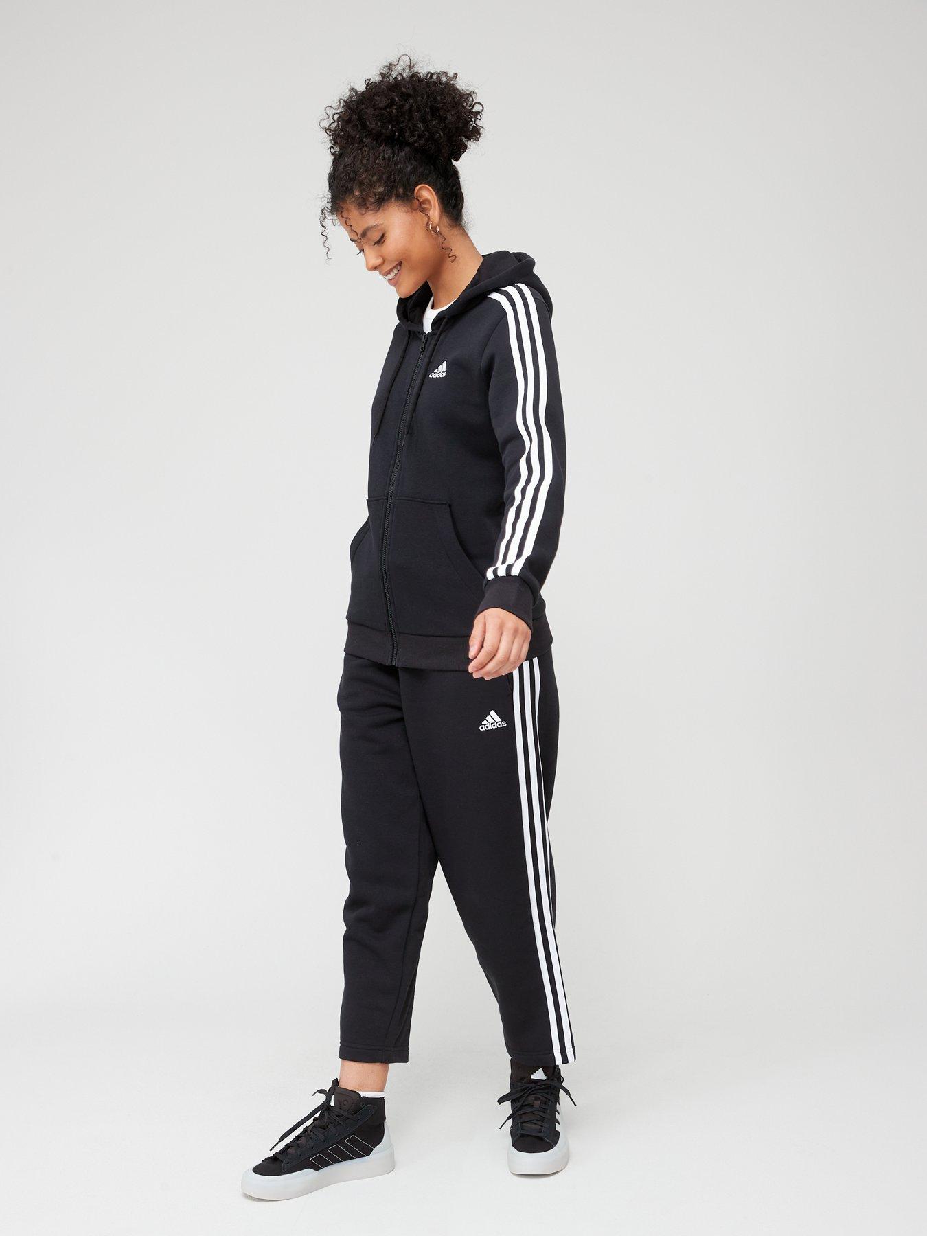 adidas-sportswear-womens-3-stripe-full-zip-hoodie-blackwhitedetail