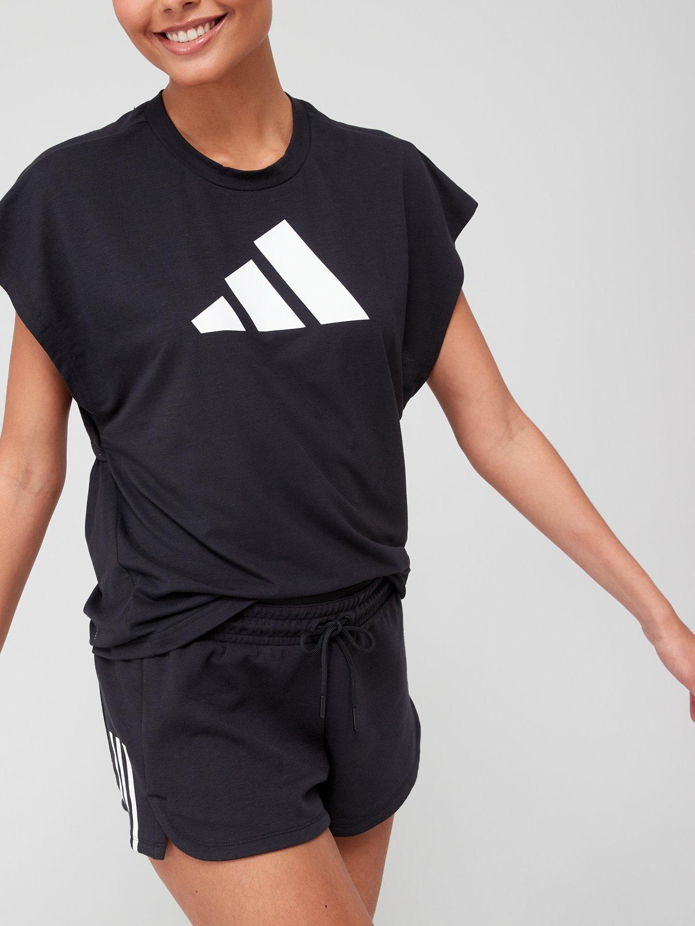 adidas-womens-performance-t-shirt-short-sleeve-blackwhiteoutfit