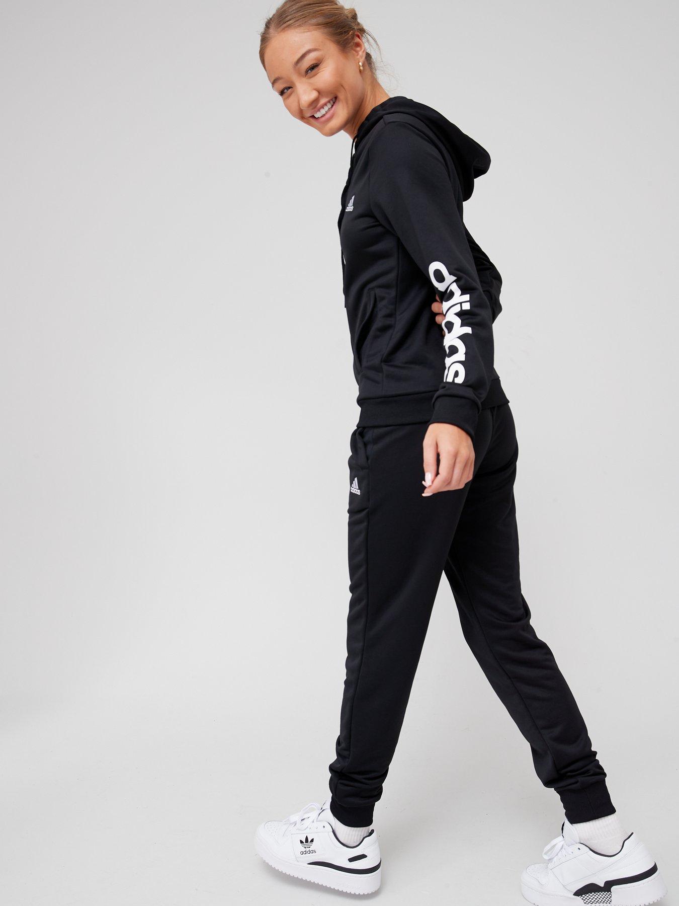 adidas-sportswear-womens-linear-tracksuit-blackwhitestillFront