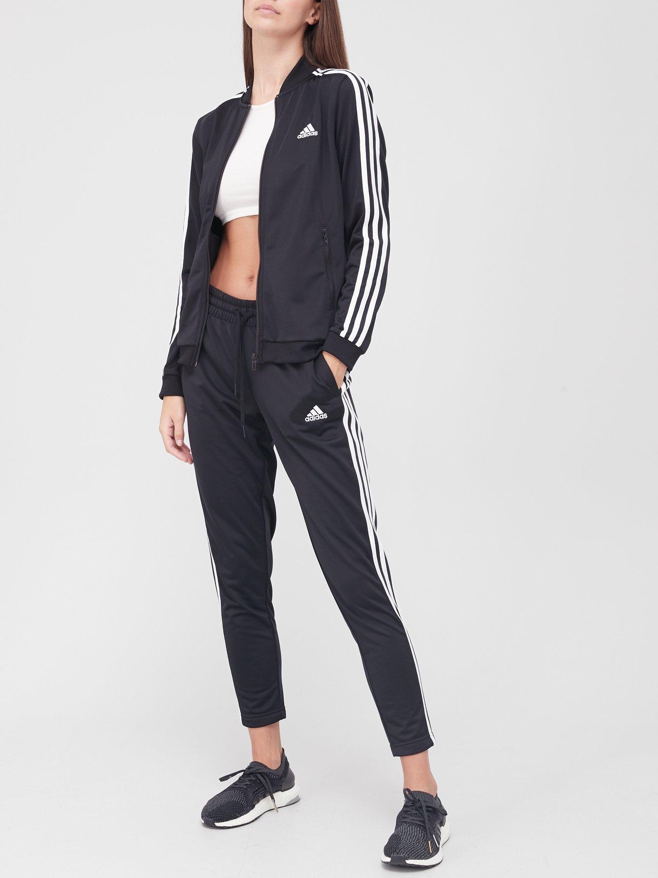 adidas Sportswear Womens Stripe Tracksuit Black/White Very