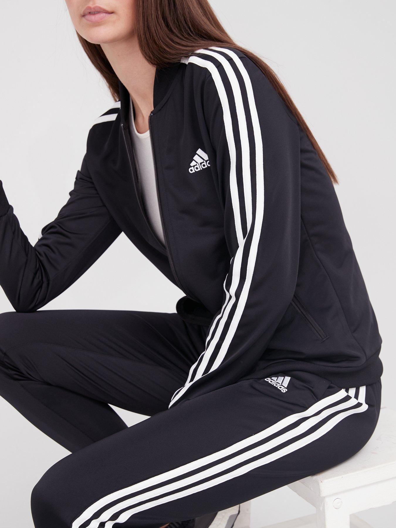 Image 3 of 3 of adidas Sportswear Womens 3 Stripe Tracksuit - Black/White