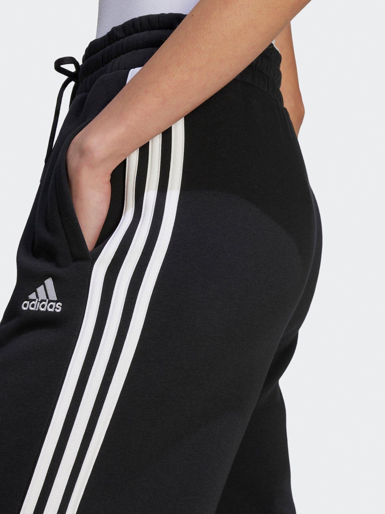 adidas Sportswear Womens 3 Stripe Wide Leg Pants - Black/White