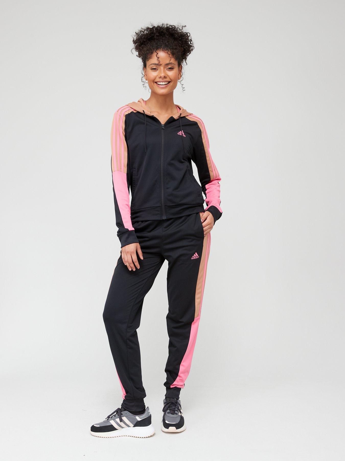 Womens Adidas Flared Leg Softshell Tracksuit Bottom Size 12-14uk Medium  Rare Vintage 00s Black With Pink Stripes 