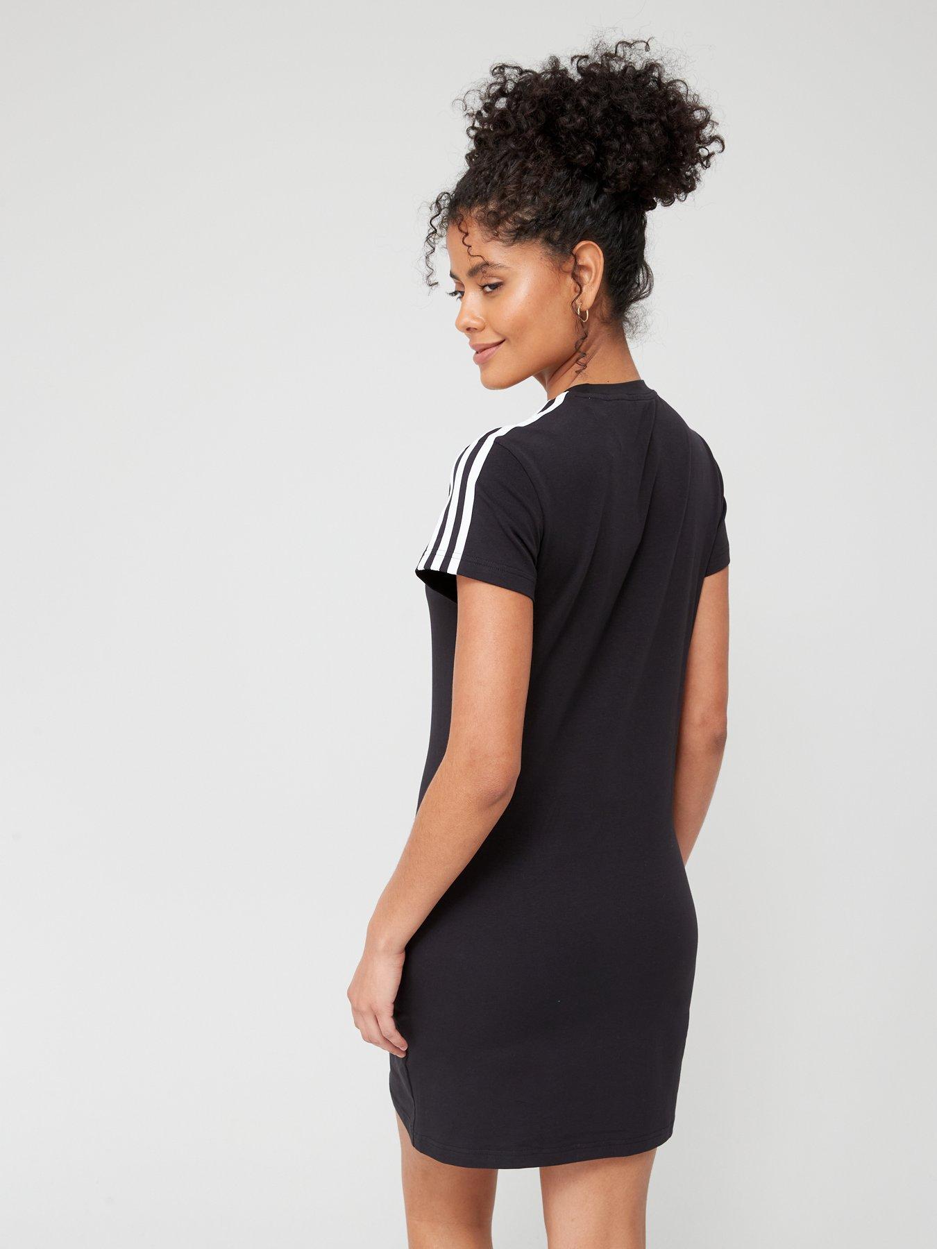 adidas-sportswear-essentials-3-stripes-tee-dress-blackwhitestillFront