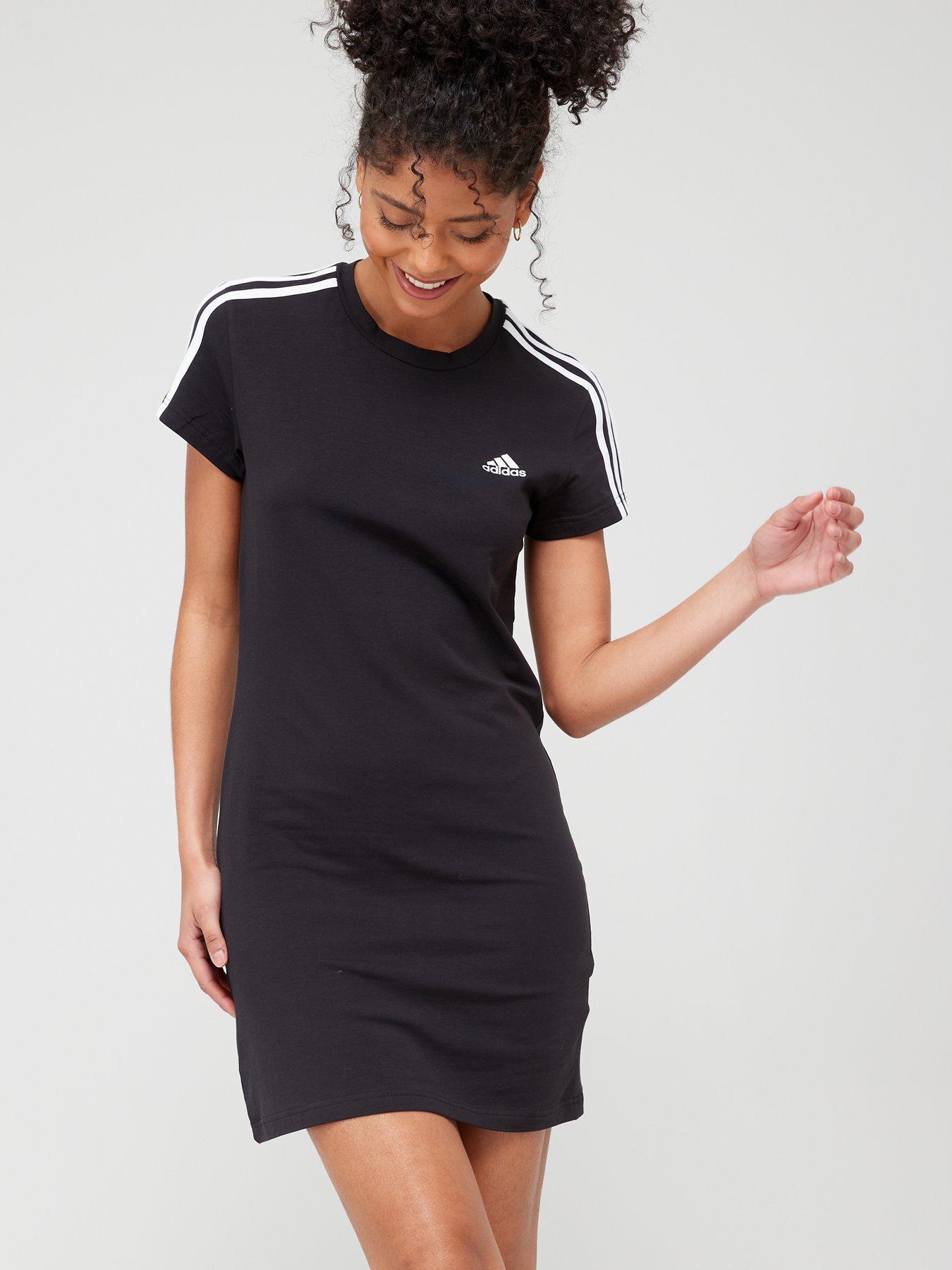 adidas-sportswear-essentials-3-stripes-tee-dress-blackwhiteoutfit