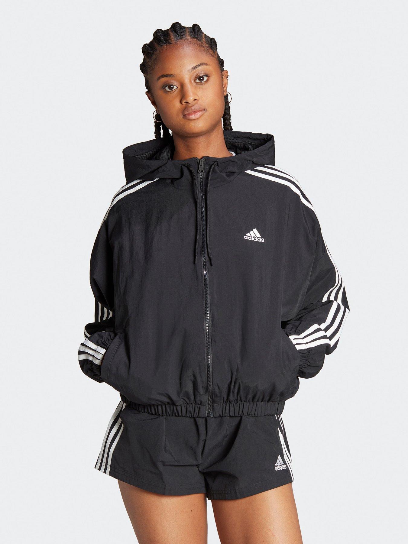 adidas Sportswear Womens 3 Stripe Windbreaker Black White Very Ireland