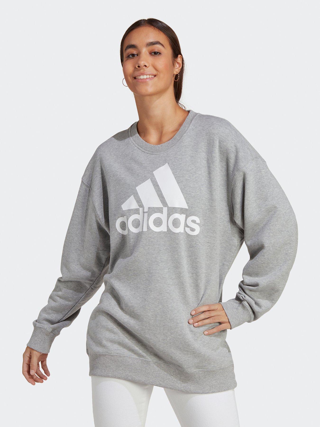 Grey adidas crew neck cheap sweatshirt women's