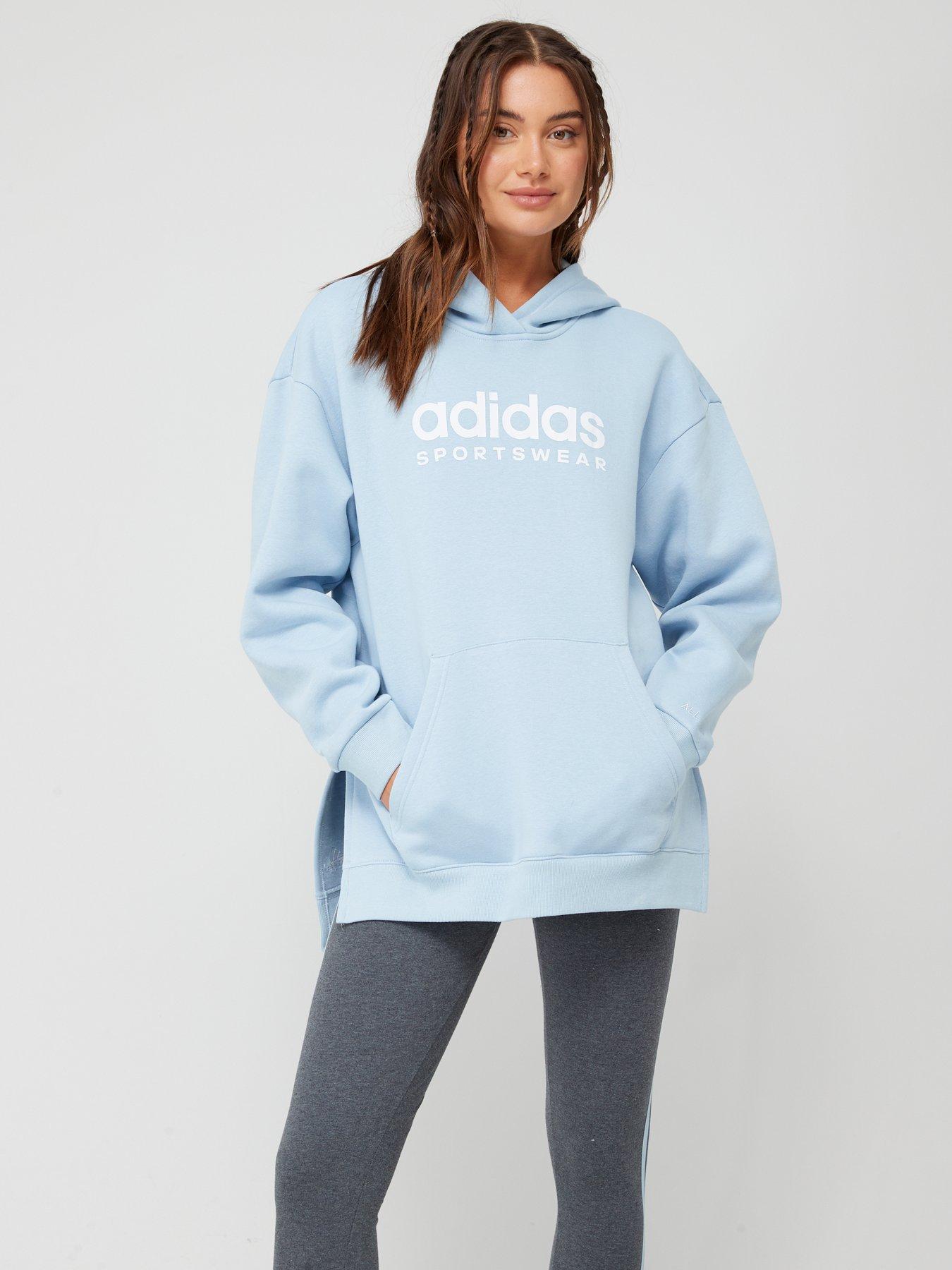 adidas Originals adicolor boyfriend fit color block logo hoodie in blue