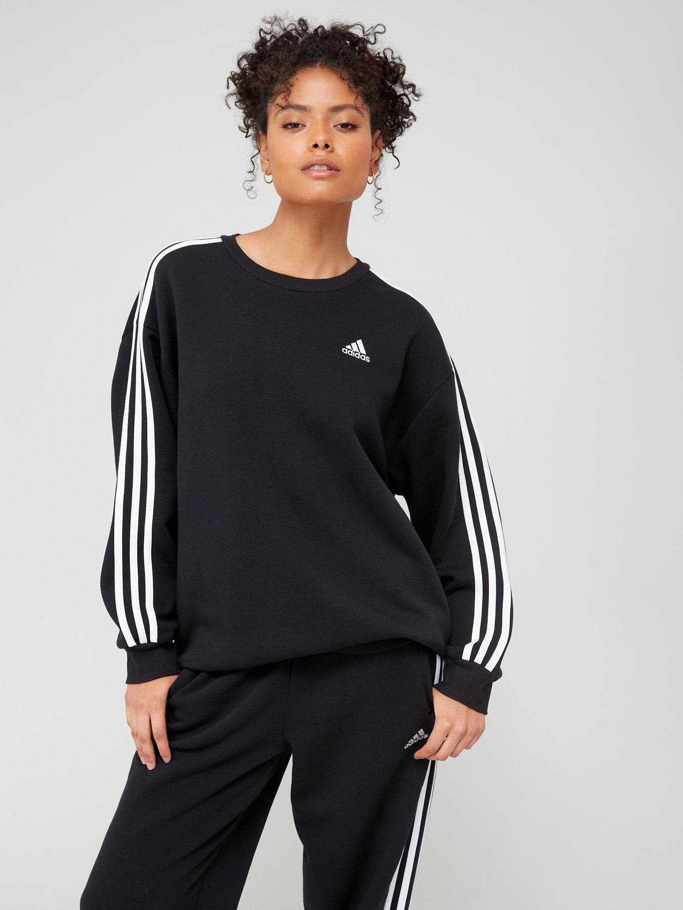 Adidas originals three clearance stripe sweatshirt in black