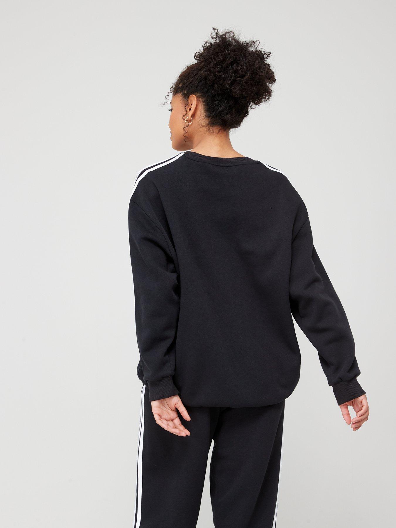 adidas-sportswear-womens-3-stripe-oversized-crew-sweat-blackwhitestillFront