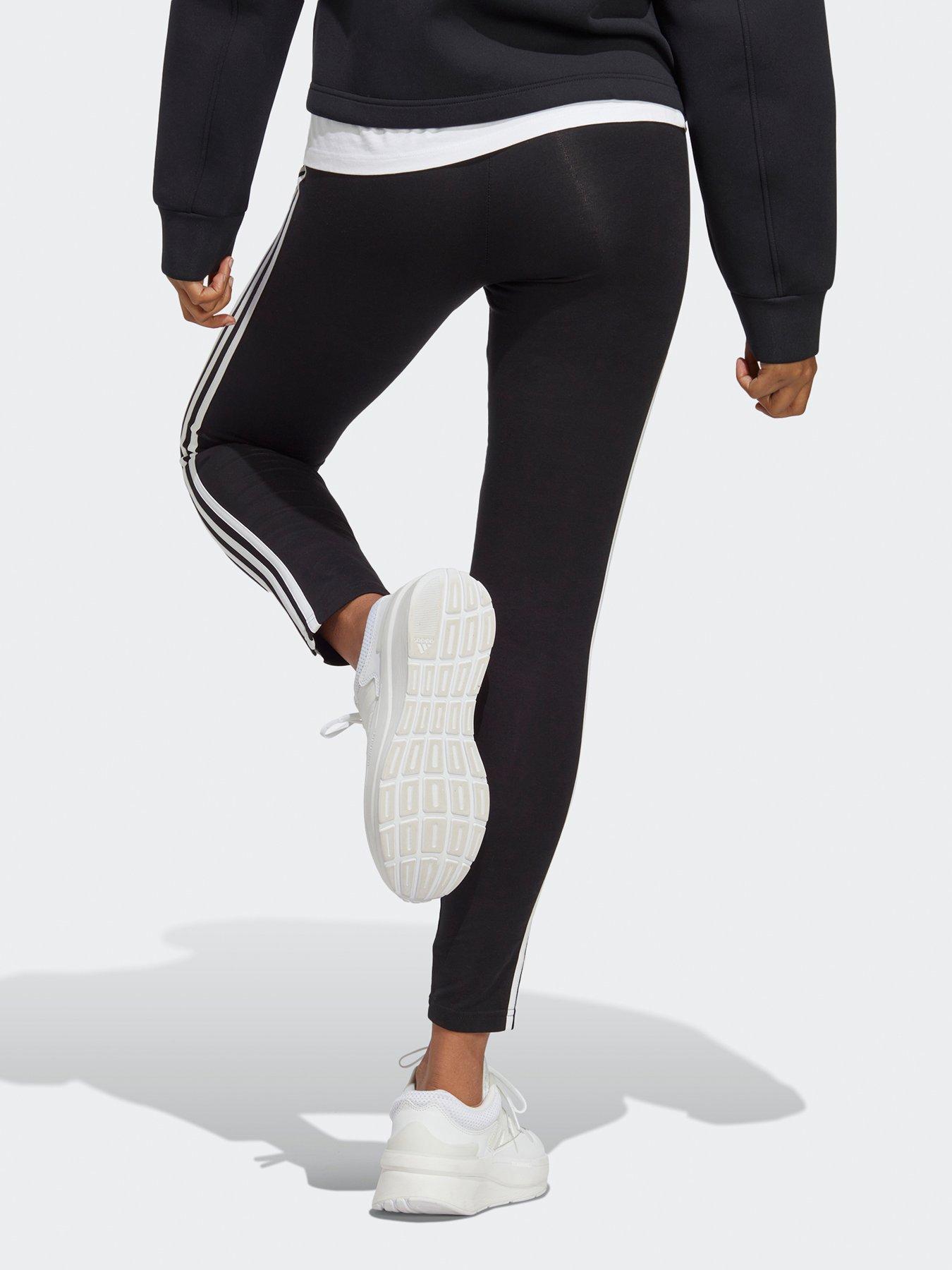 adidas Training three stripe leggings in black