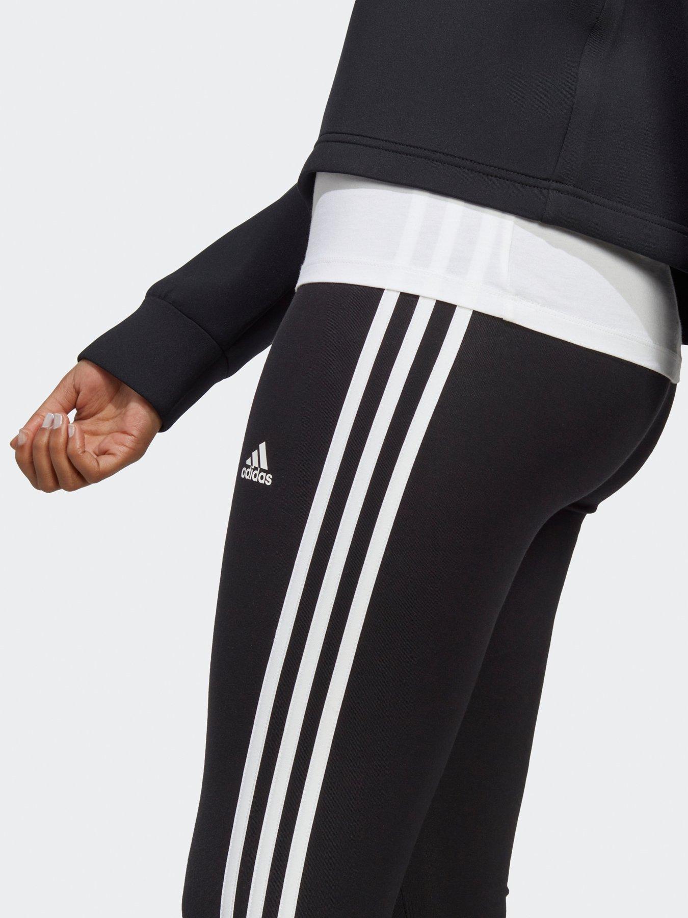 Adidas 3 stripe leggings black and white best sale