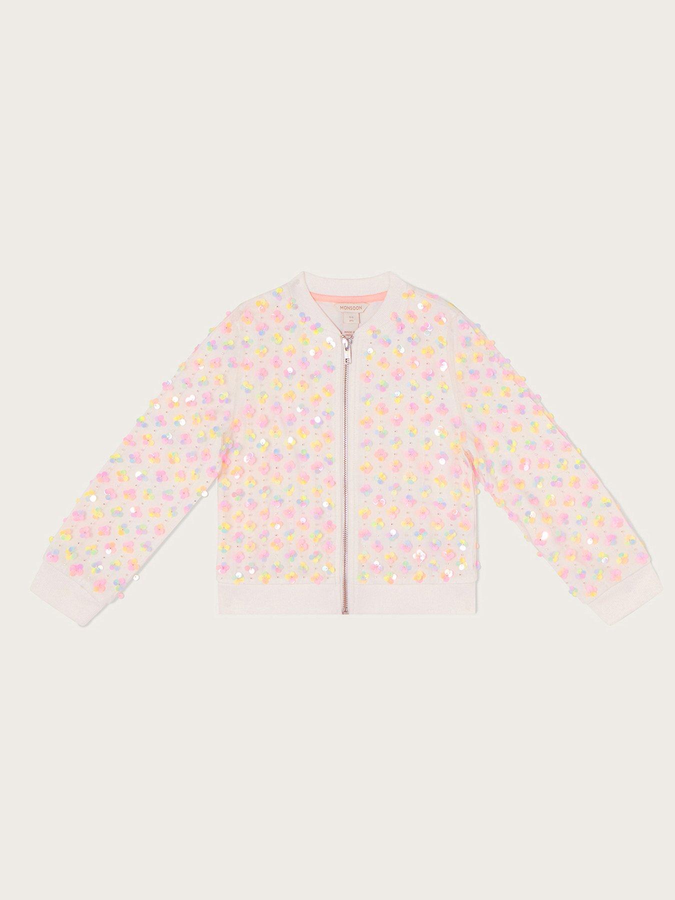 Image 1 of 3 of Monsoon Girls Amazing Sequin Bomber - Ivory