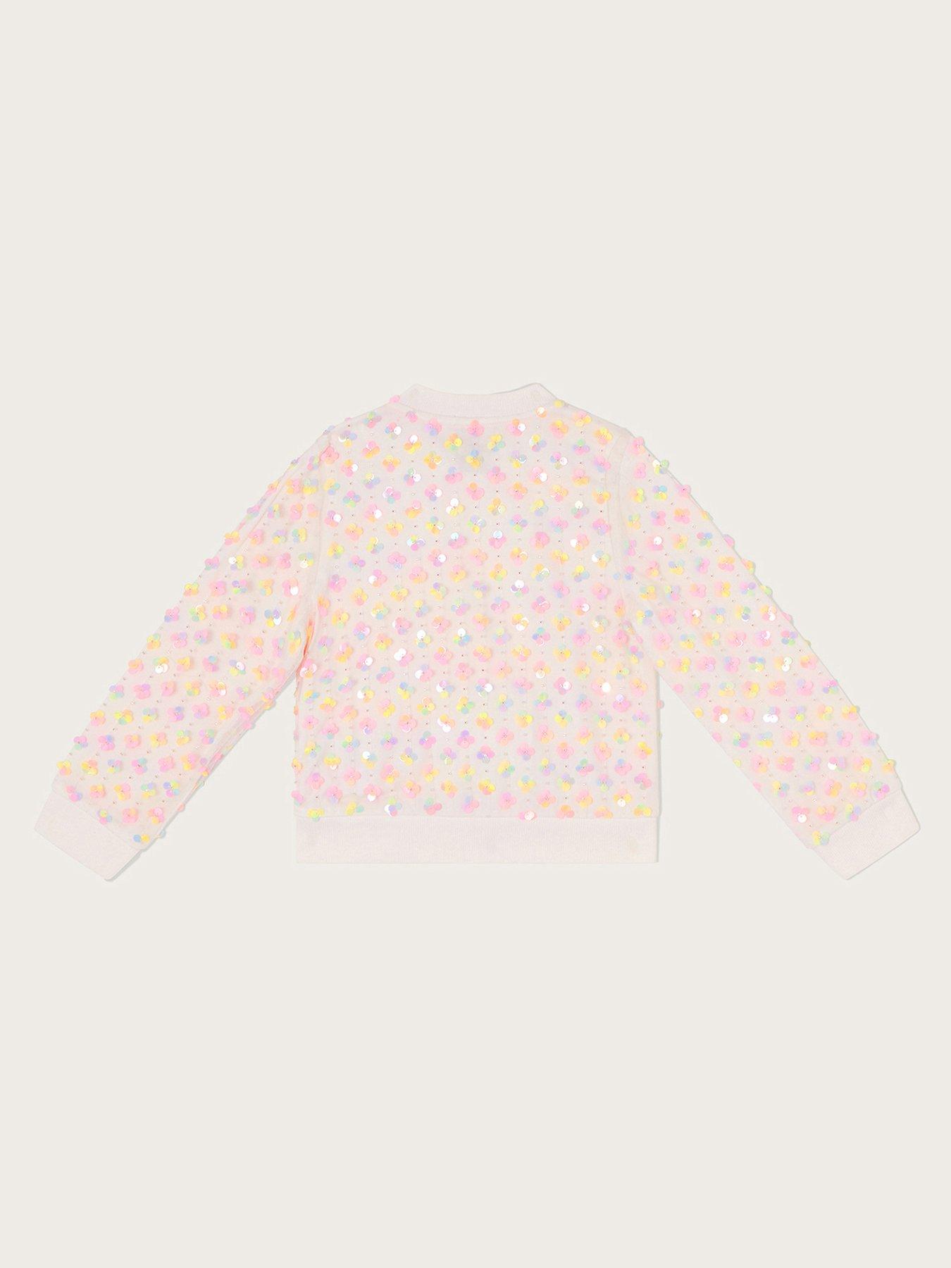 Image 2 of 3 of Monsoon Girls Amazing Sequin Bomber - Ivory