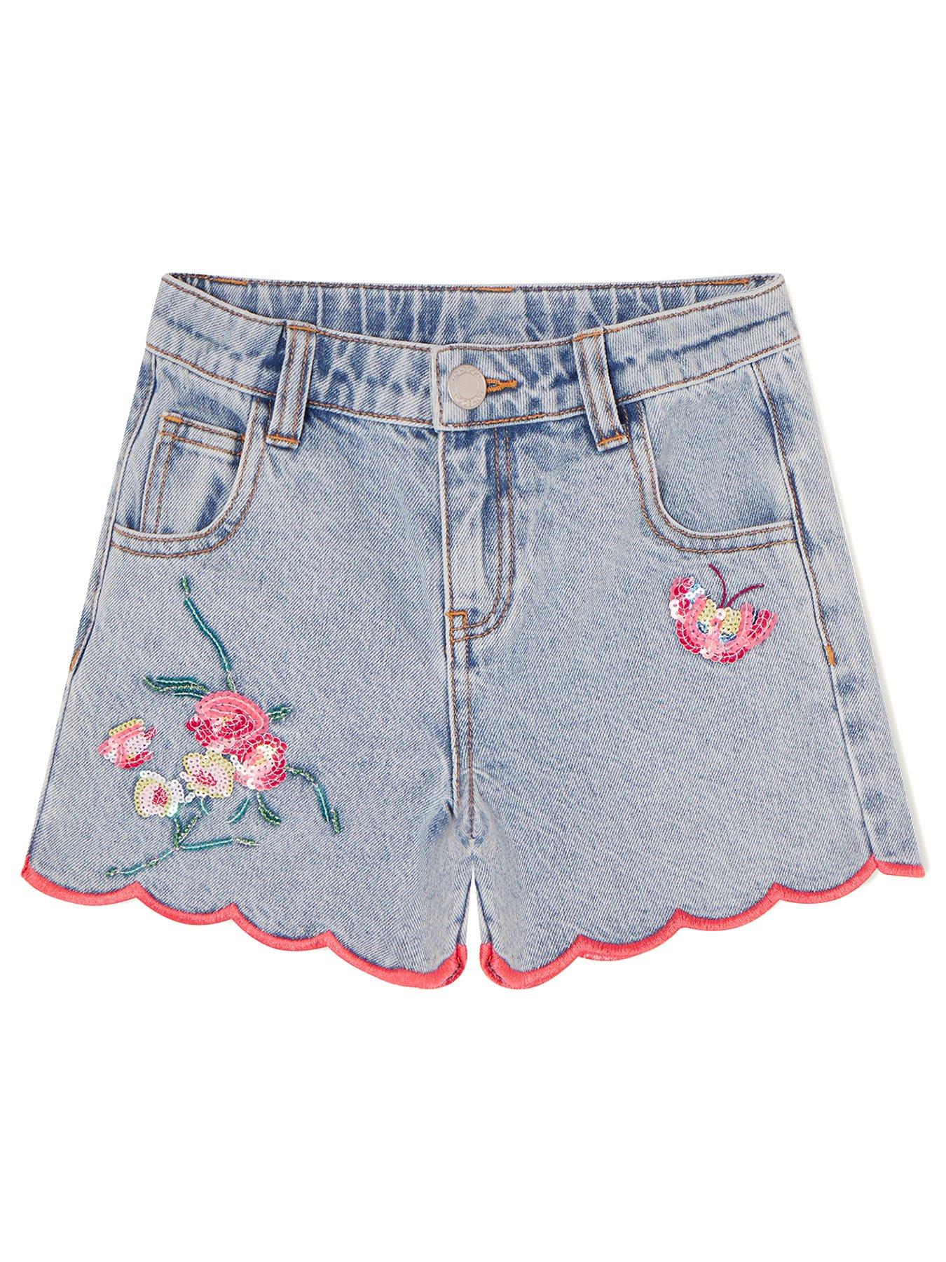 Sequin hot sale denim shorts