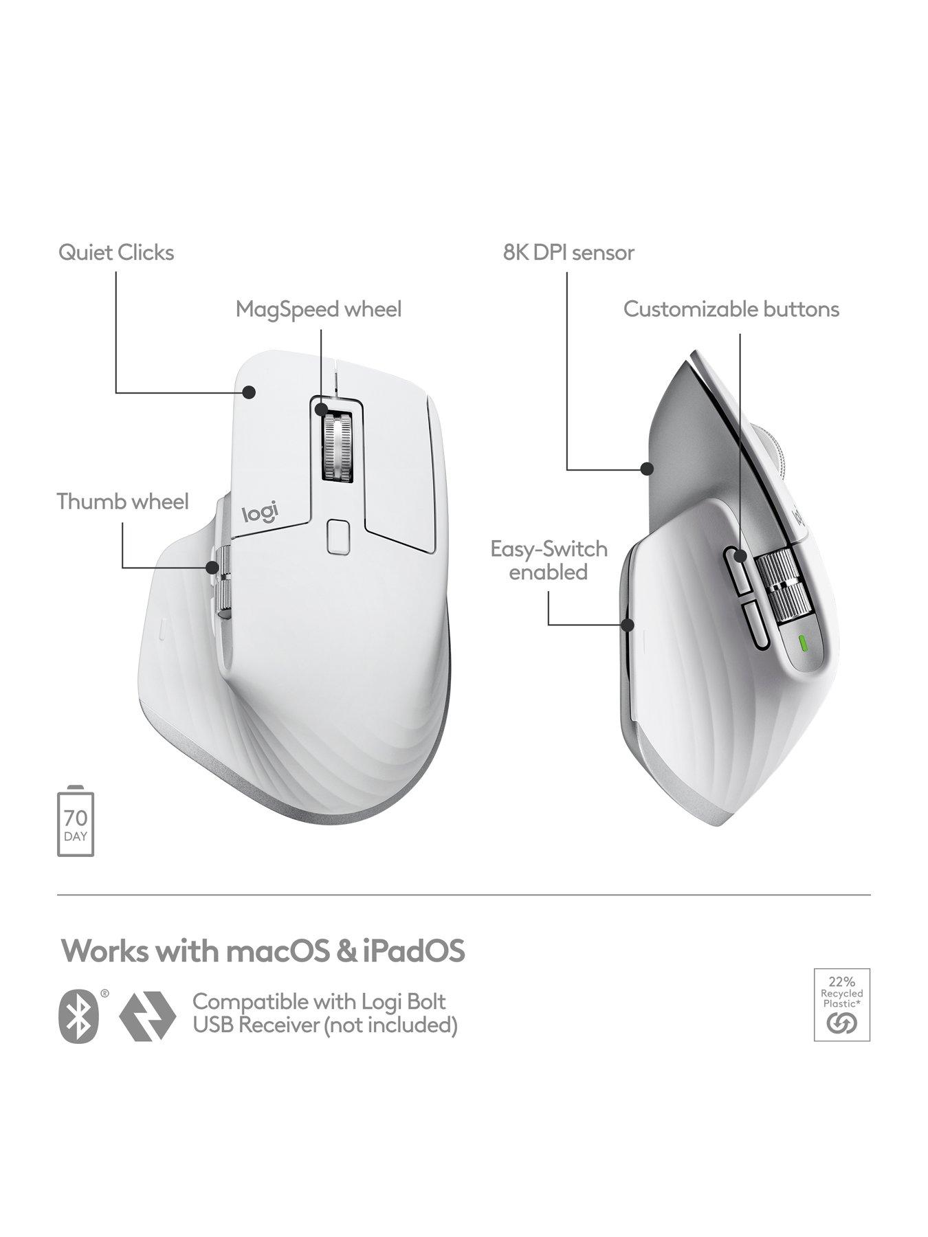 Image 6 of 7 of Logitech MX Master 3S For Mac Performance Wireless Mouse - Pale Grey