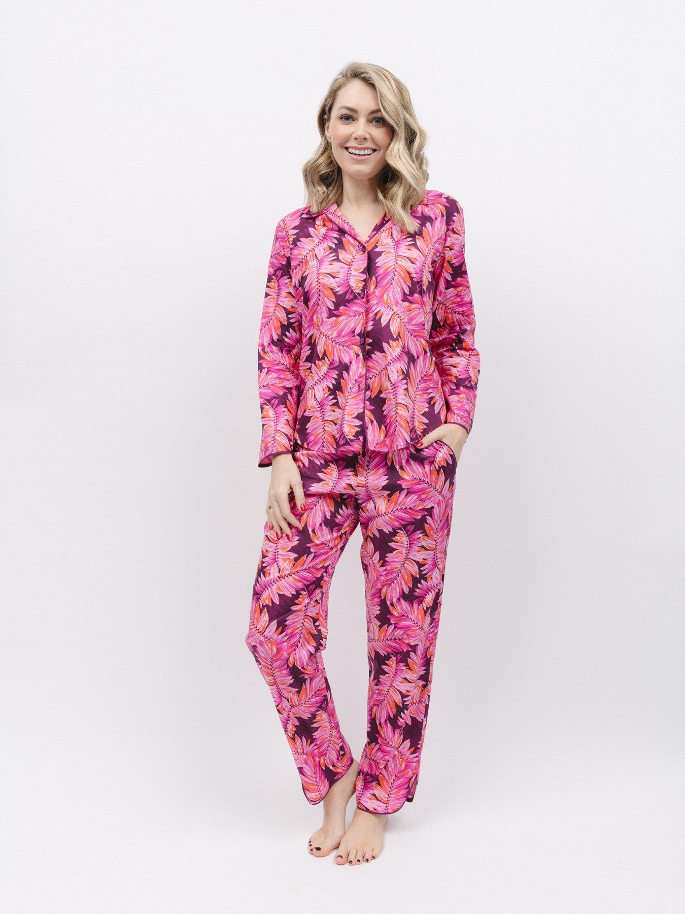 undefined Magenta Palm Leaf Print Set
