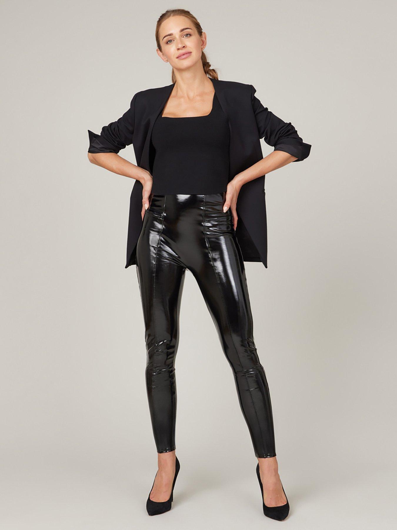 SPANX Women's Quilted Faux Leather Leggings, Very Black, X