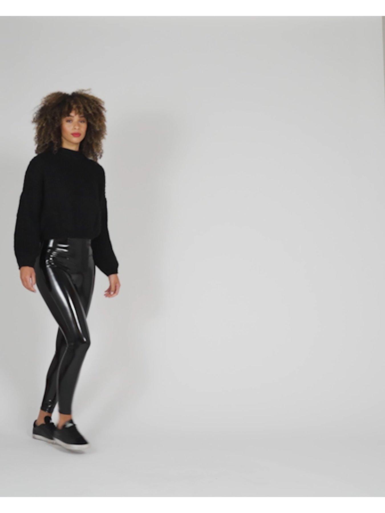 Black Vegan Leather Ponte Leggings – Never Fully Dressed