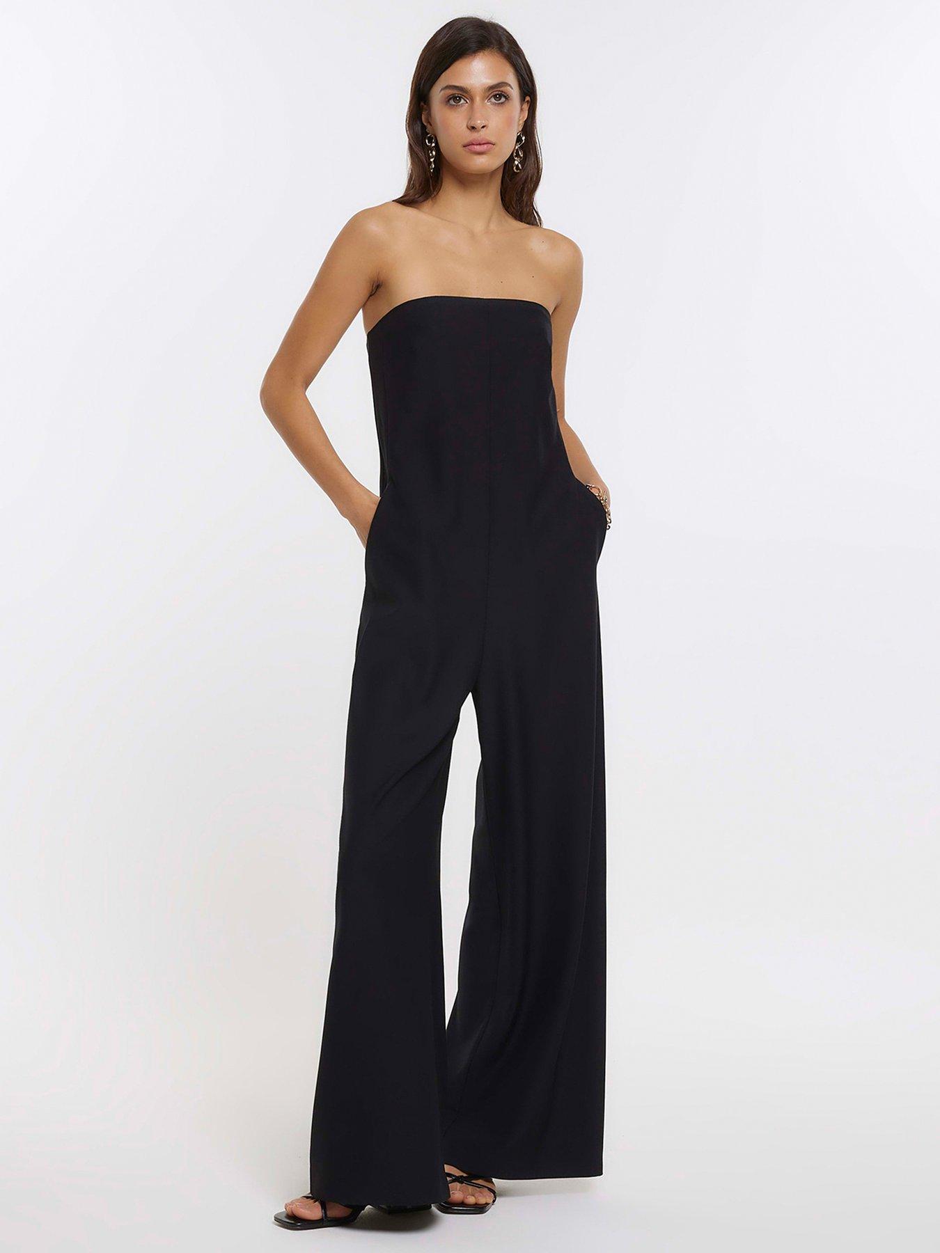 Black bandeau jumpsuit on sale