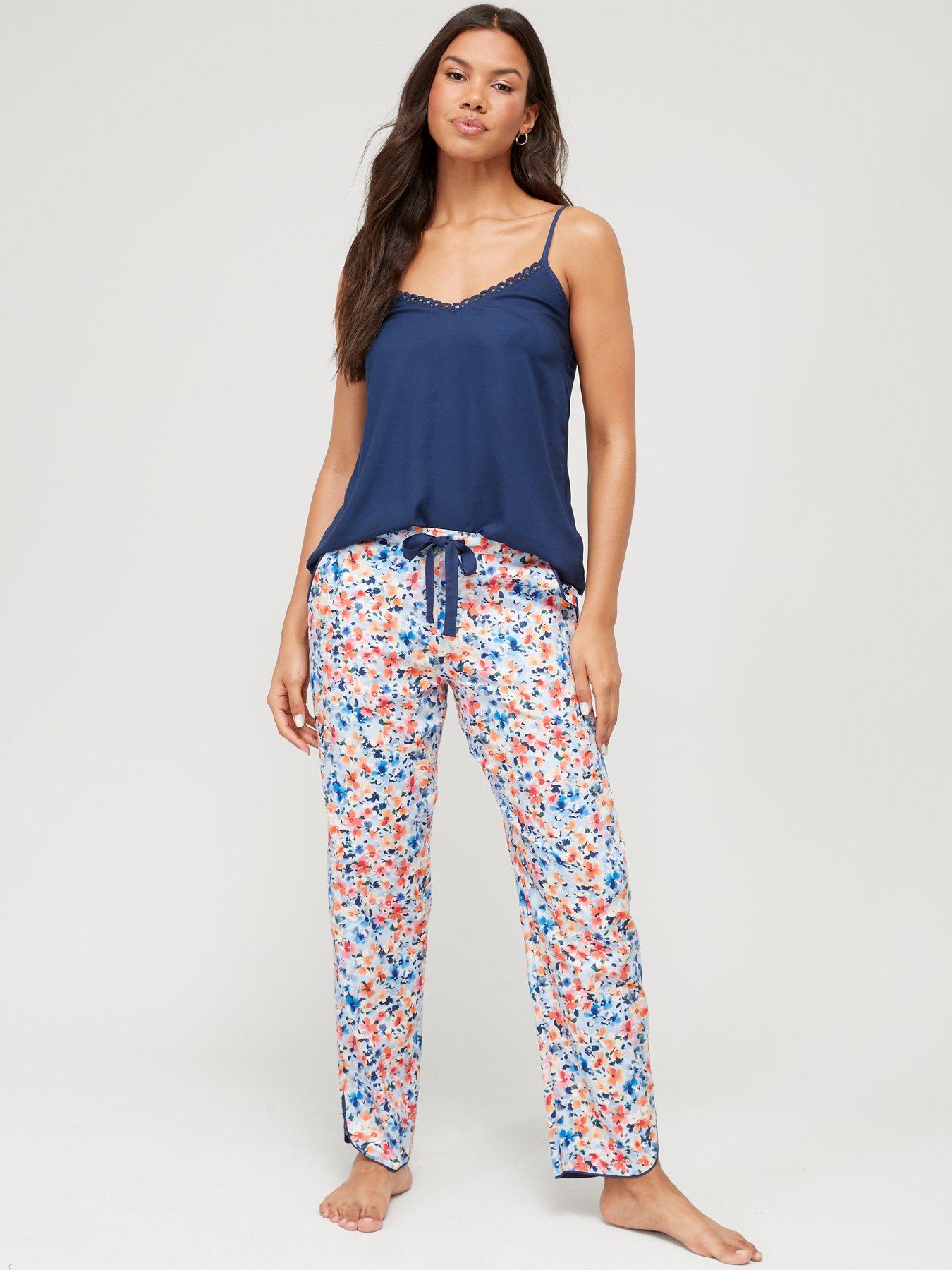 cyberjammies-bea-ditsy-floral-print-pant-cami-set-blue