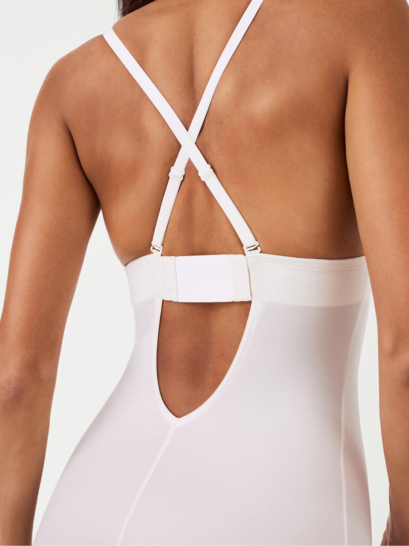 Image 4 of 5 of Spanx Spanx Suit Your Fancy Plunge Low Back Mid Thigh Bodysuit - Linen