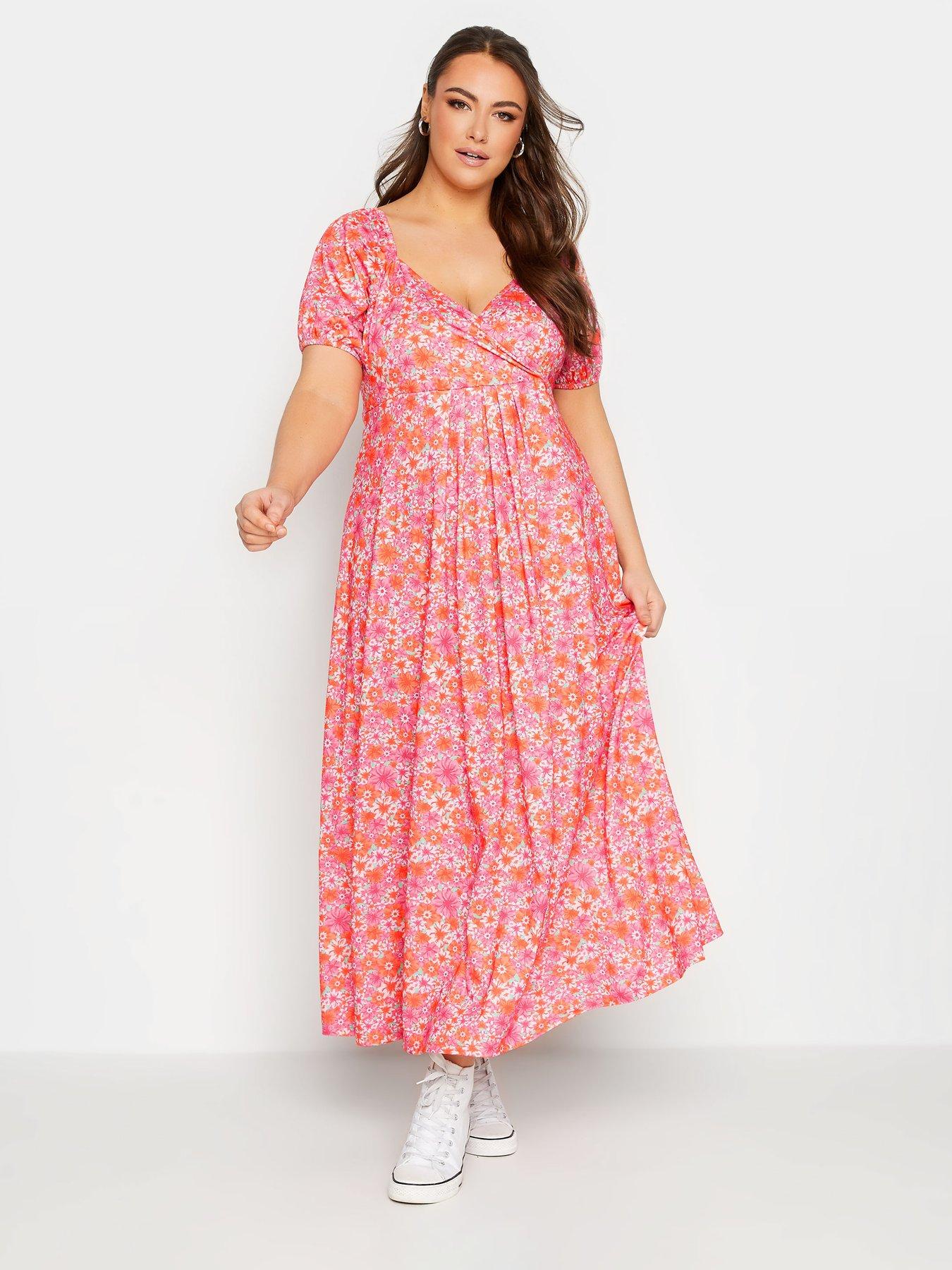 yours-yours-wrap-puff-sleeve-maxi-dress-pink-floral