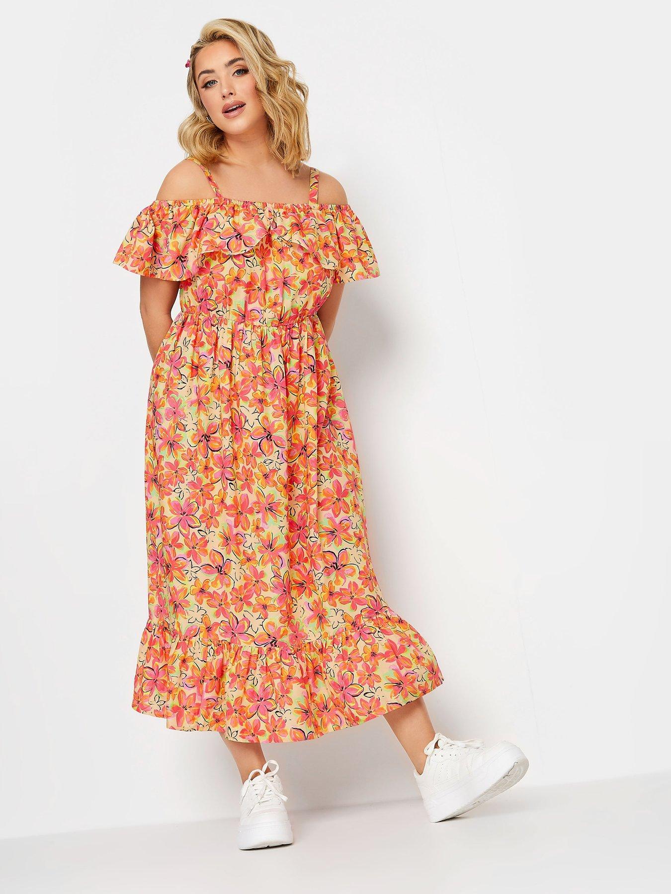 Frill cold shoulder midi dress hot sale