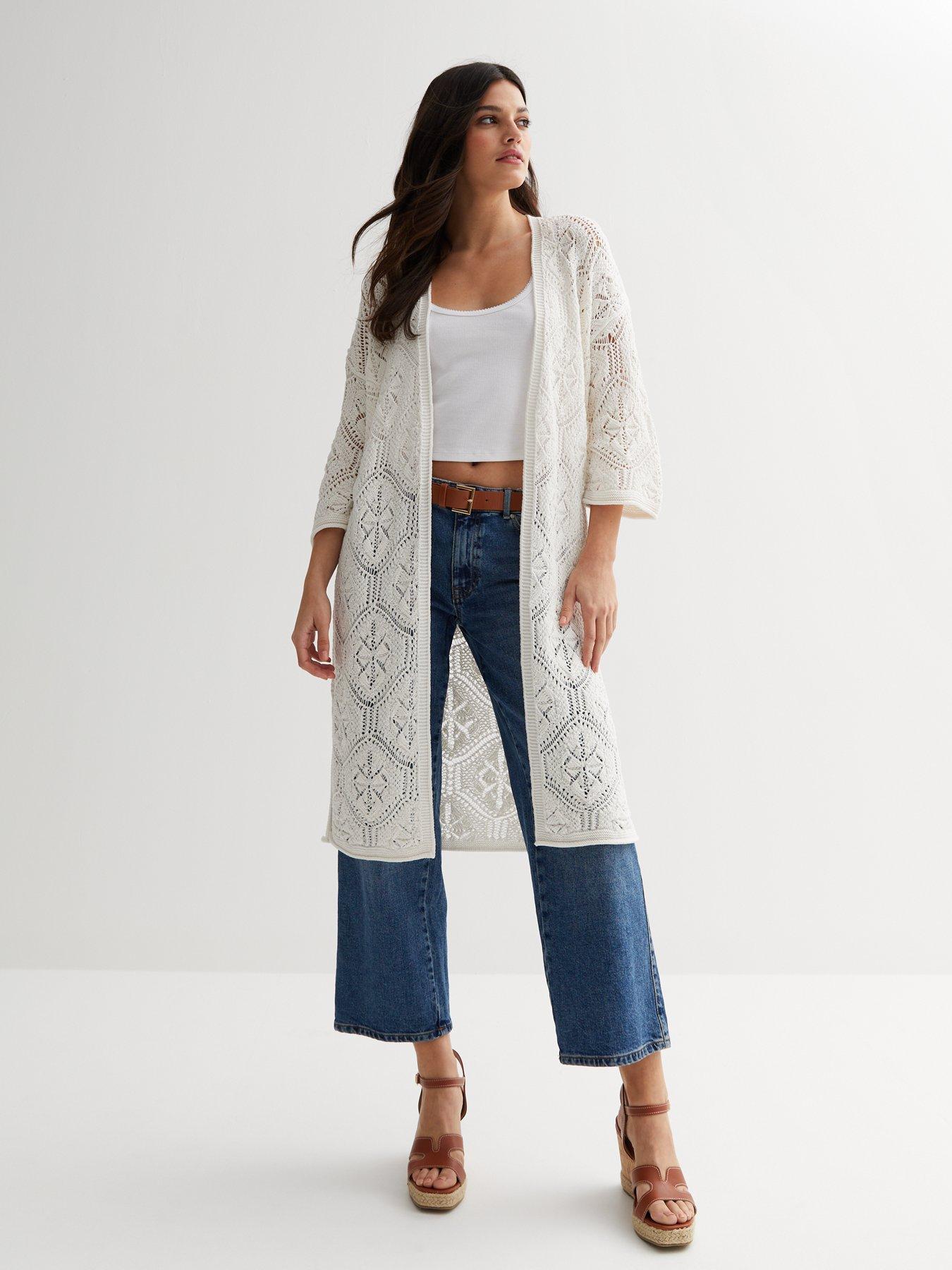 New Look Off White Crochet Knit Kimono Cardigan Very Ireland