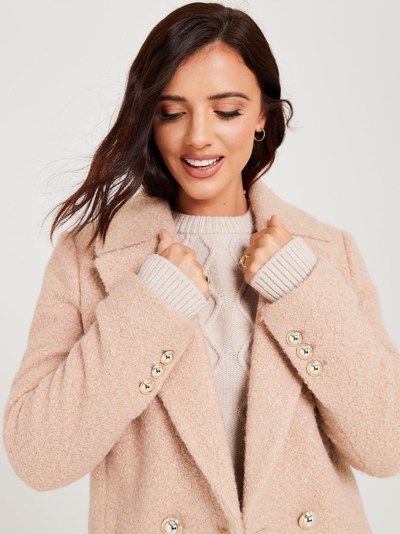 Camel cheap boucle coat