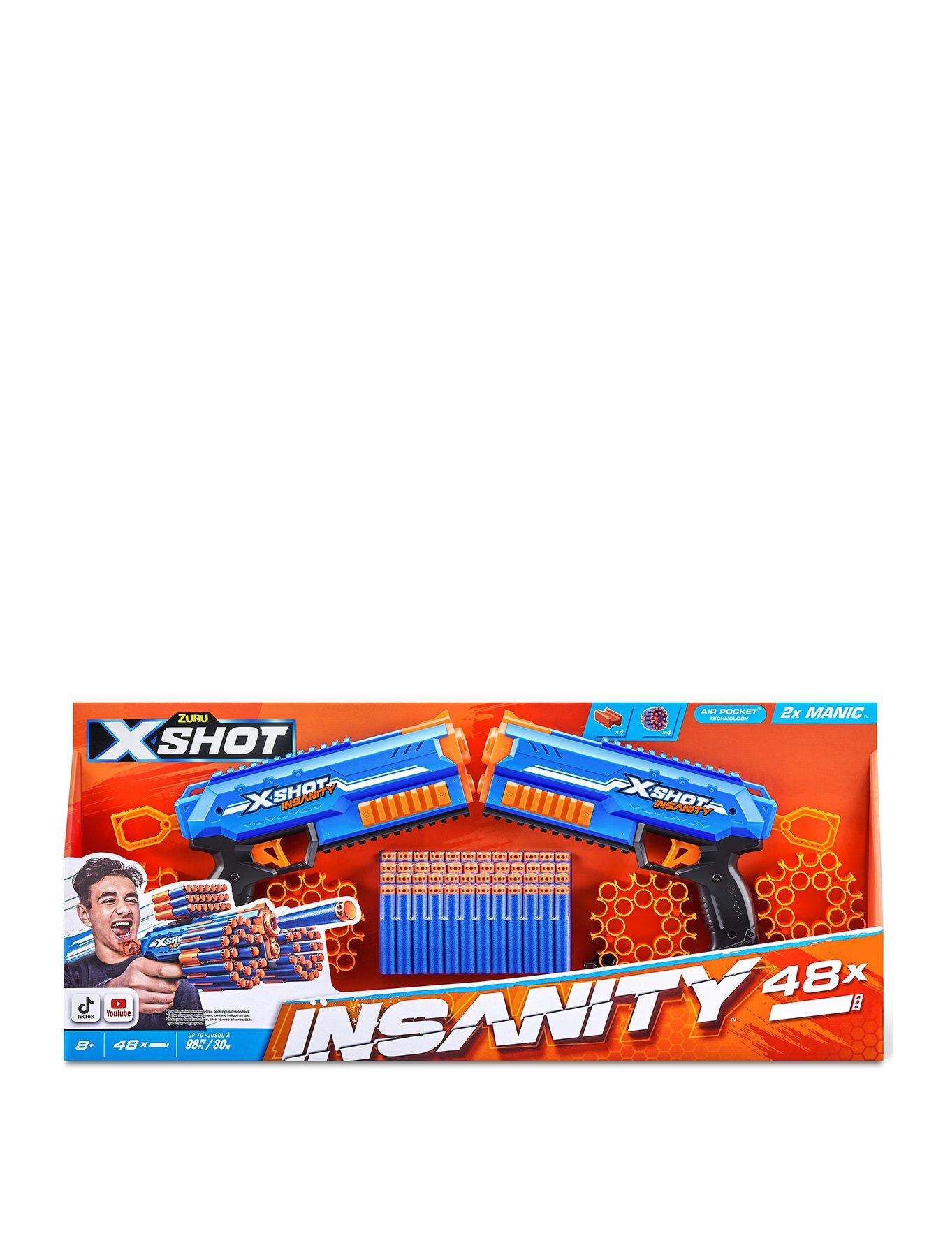 XShot Insanity Manic Blaster Dual Pack by ZURU with 48 Darts Air Pocket  Techn