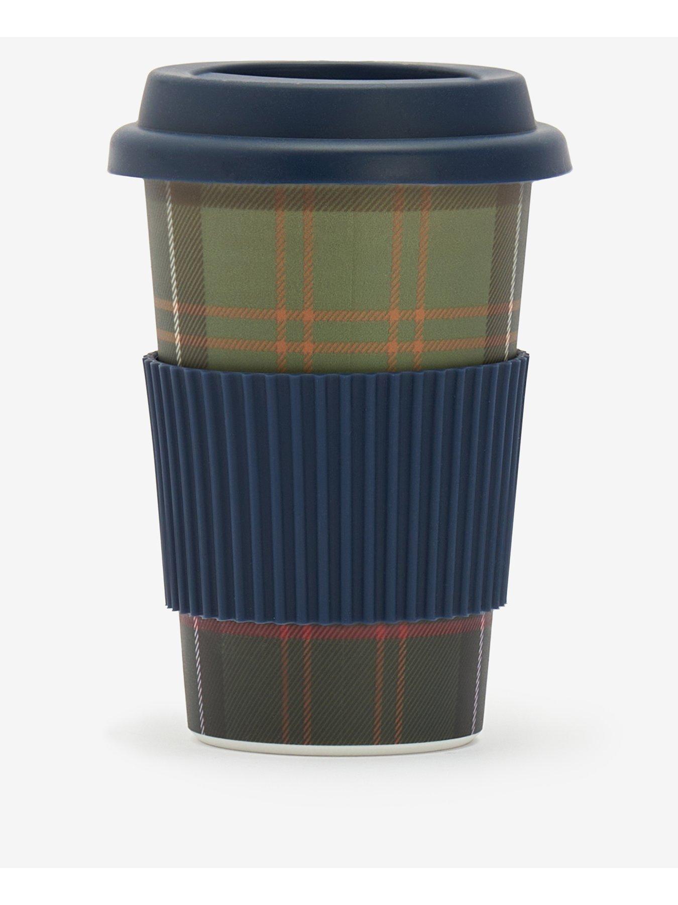 barbour-barbour-reusable-tartan-print-travel-mug-greenstillFront