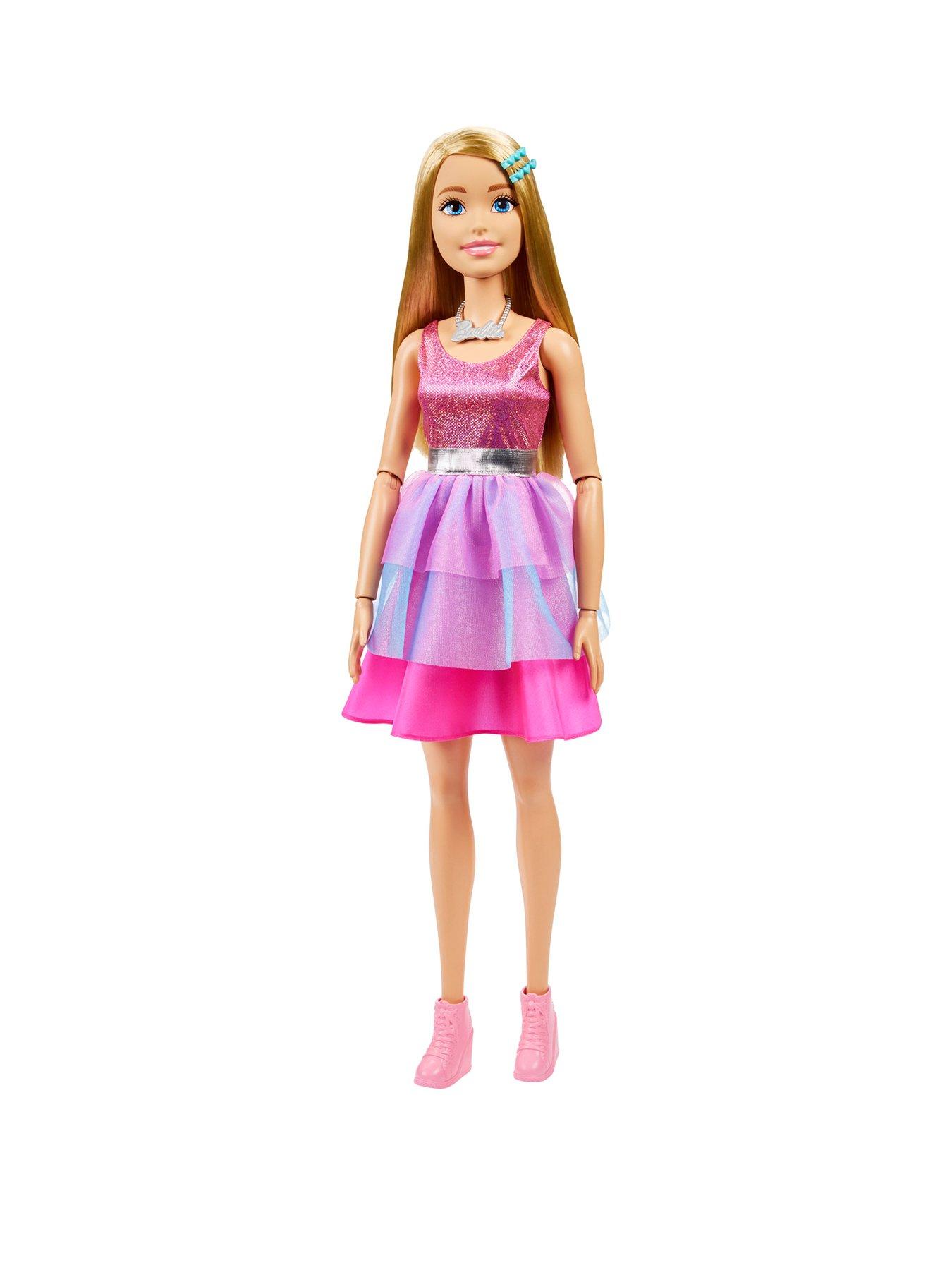 barbie-large-doll-28ins-tall-with-blonde-hair-and-shimmery-pink-dressfront