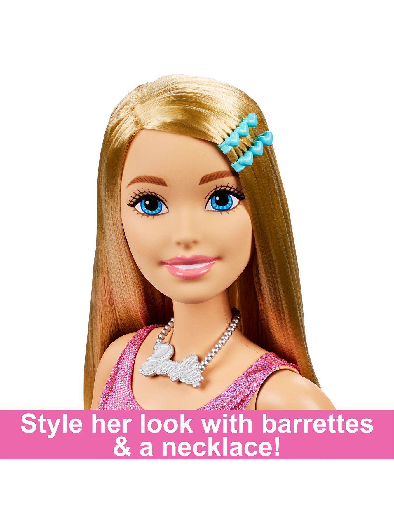 barbie-large-doll-28ins-tall-with-blonde-hair-and-shimmery-pink-dressoutfit