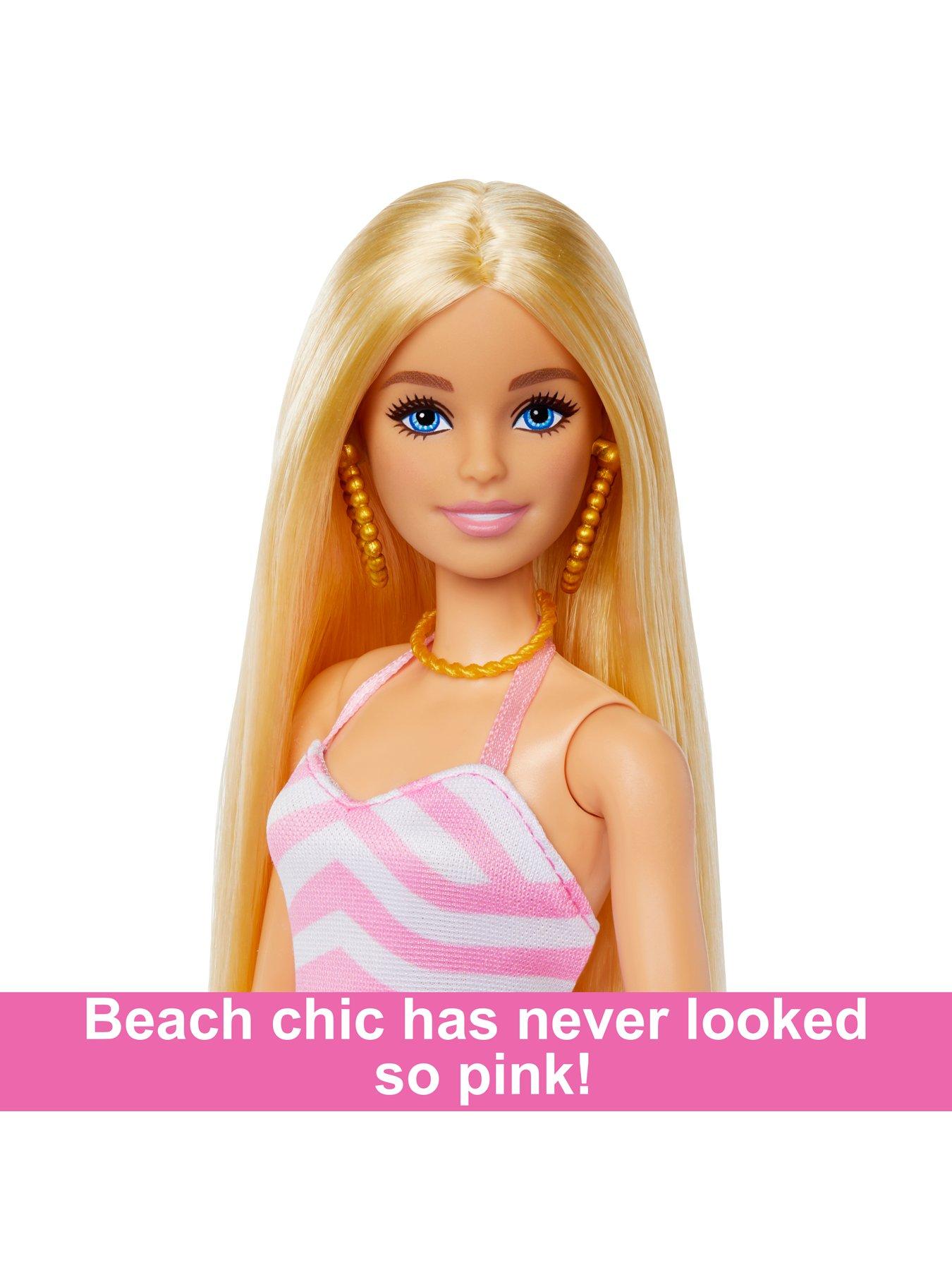 Barbie doll blonde and beach hot sale accessories set