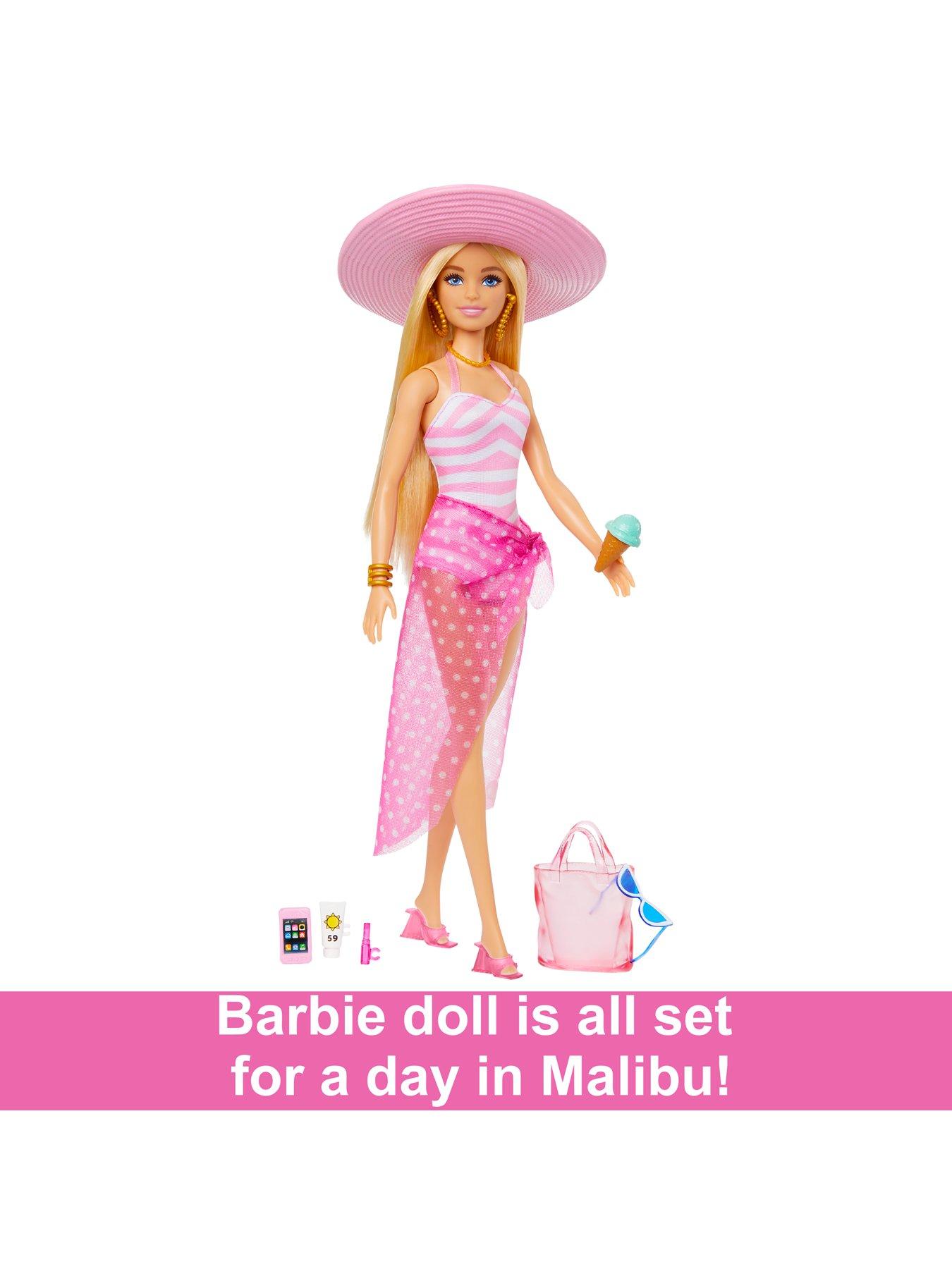Image 5 of 5 of Barbie Blonde Barbie Doll with Swimsuit and Beach-Themed Accessories