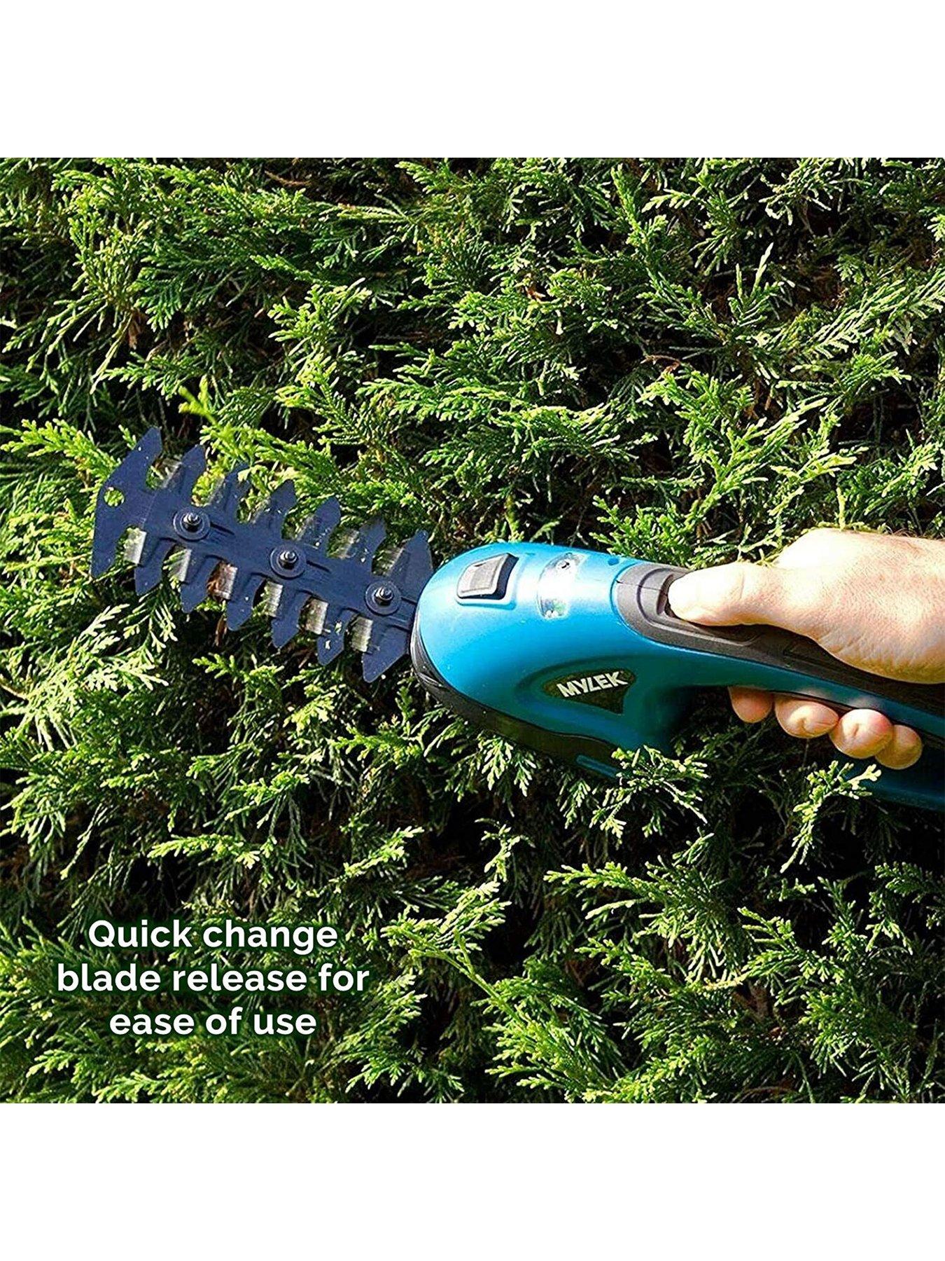 mylek-mylek-2-in-1-li-ion-cordless-hedge-trimmer-amp-grass-shears-with-2-blades-quick-change-button-safety-switch-amp-battery-capacity-displaydetail