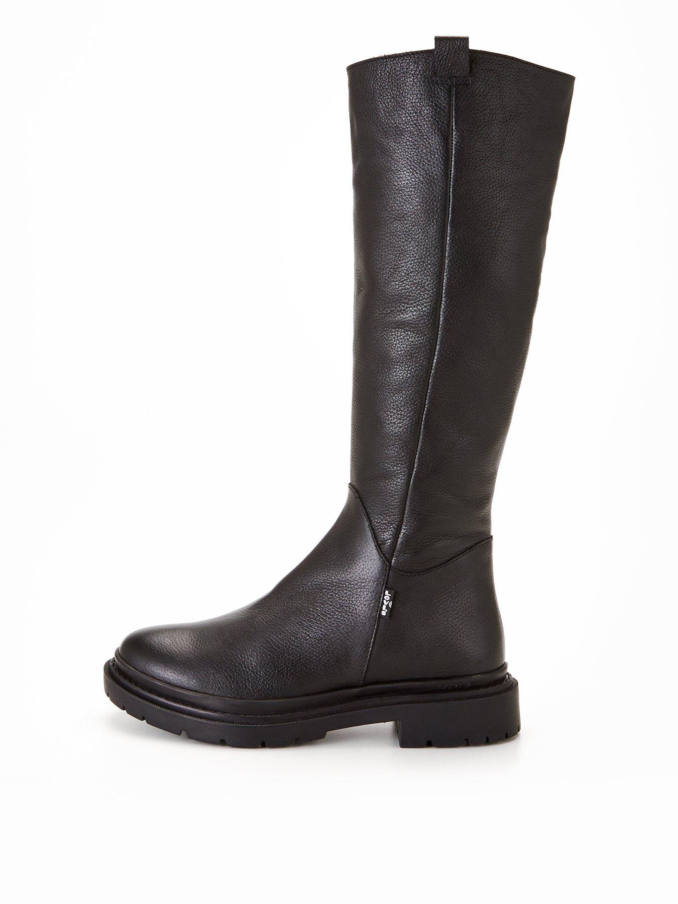 Ladies calf store length black boots